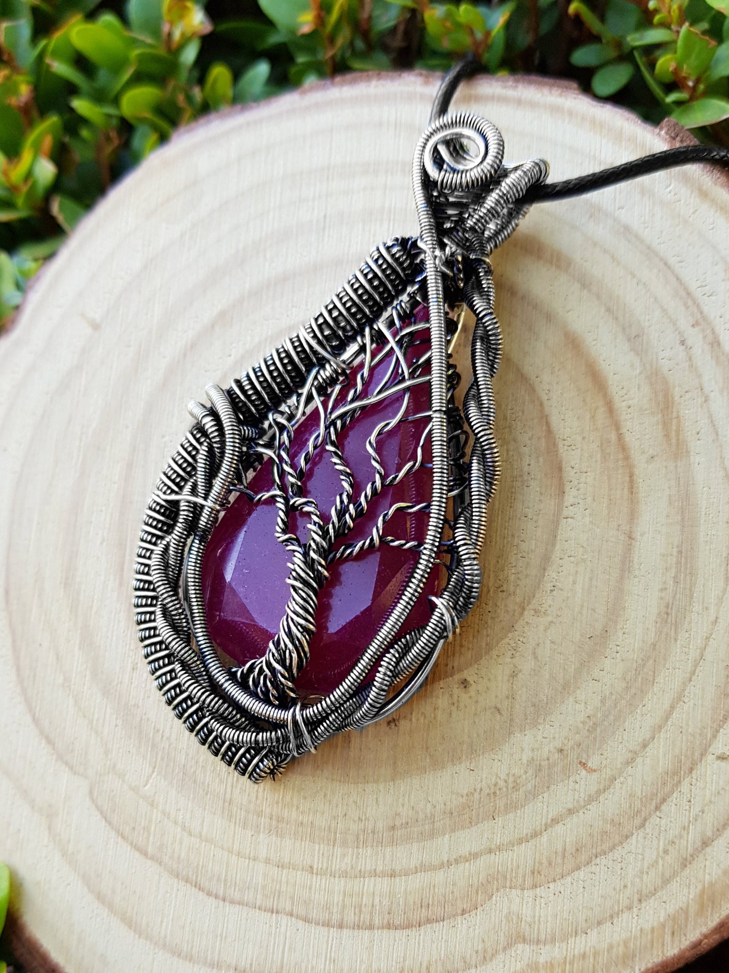 Ruby Wire Wrapped Tree Necklace In Sterling Silver Statement Necklace Crystal Jewellery One Of A Kind