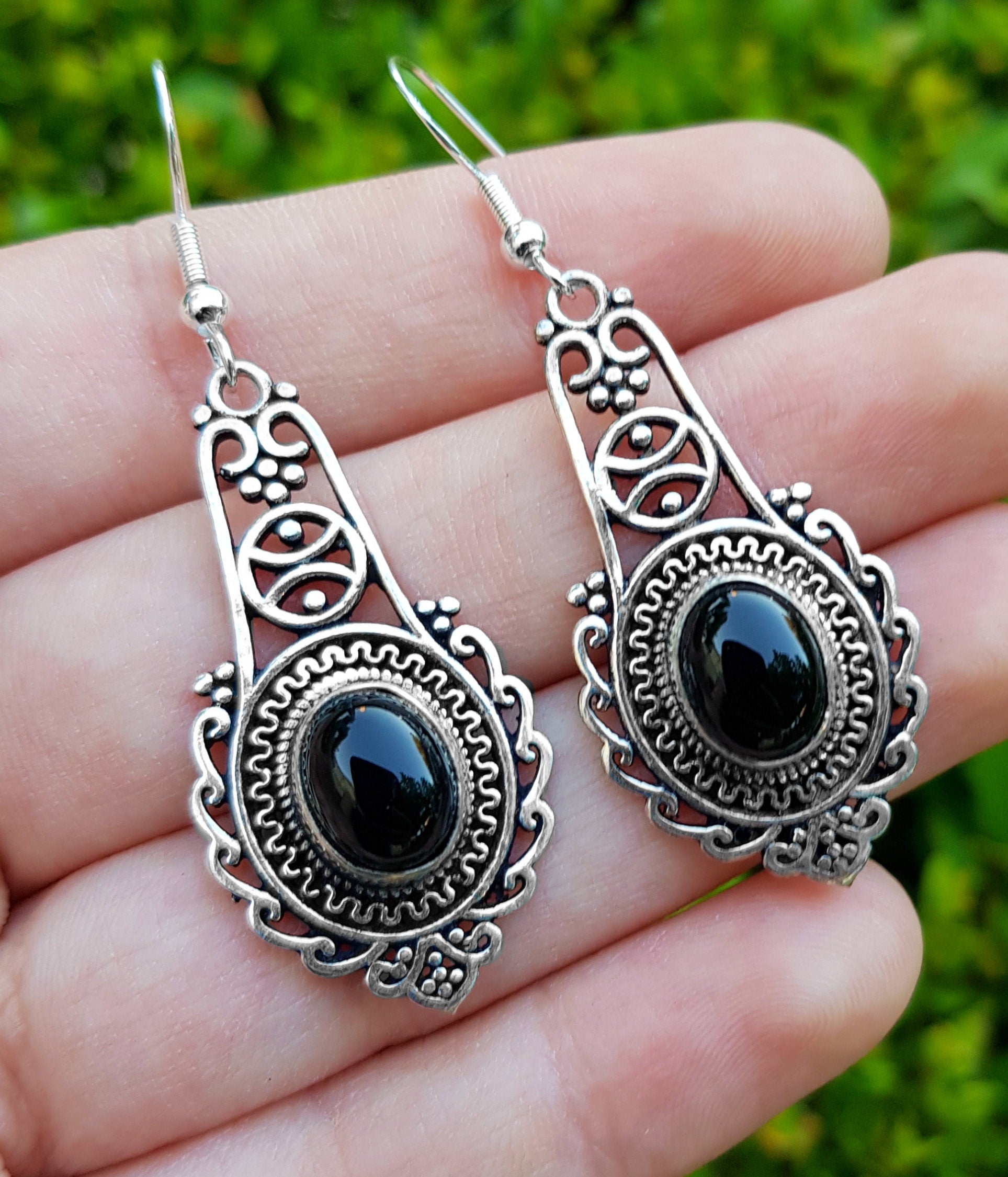 Sterling silver outlet onyx earrings