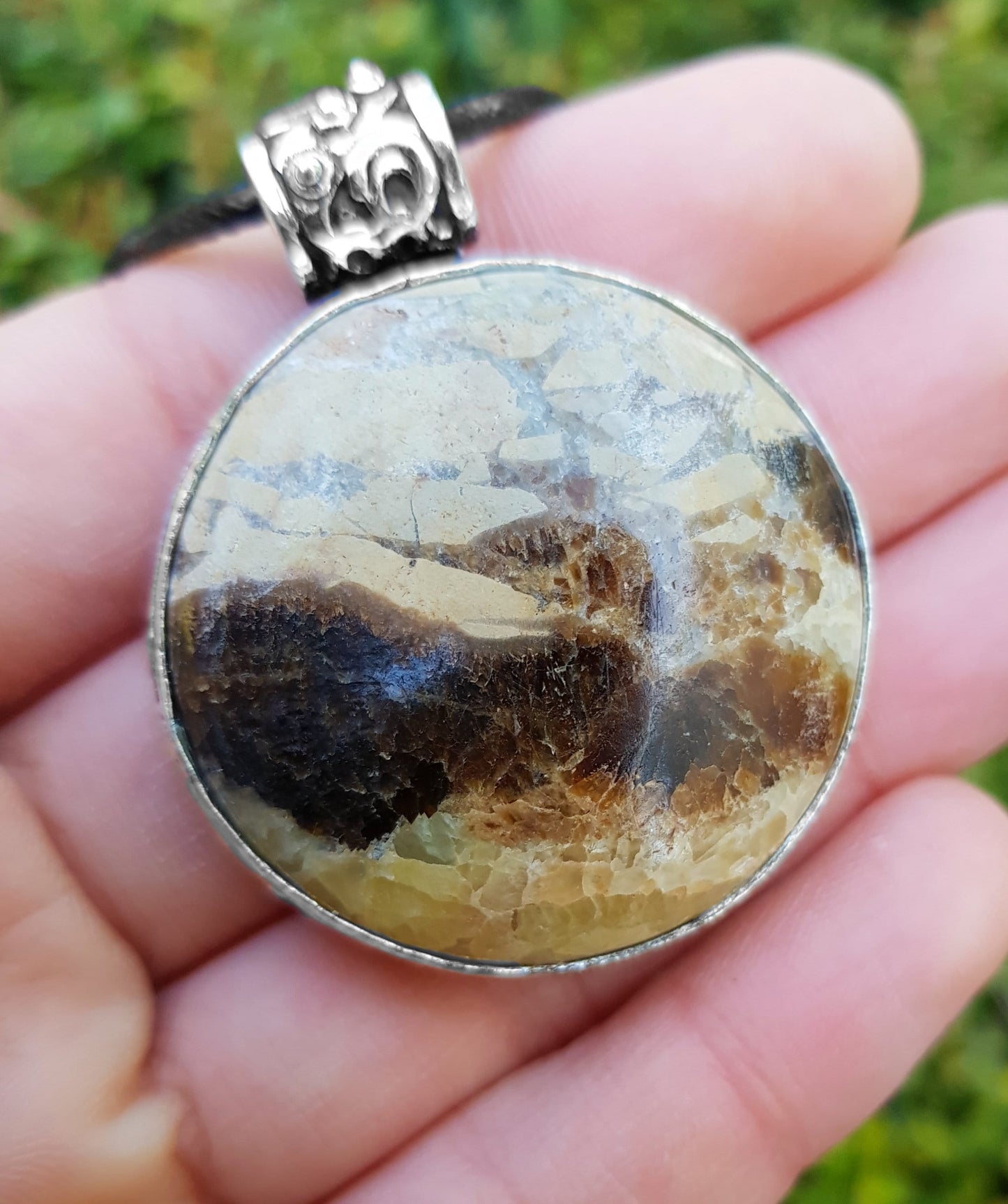 Top Grade Septarian Dragonstone Pendant Unisex Necklace Sterling Silver Boho Pendant Unique Gift