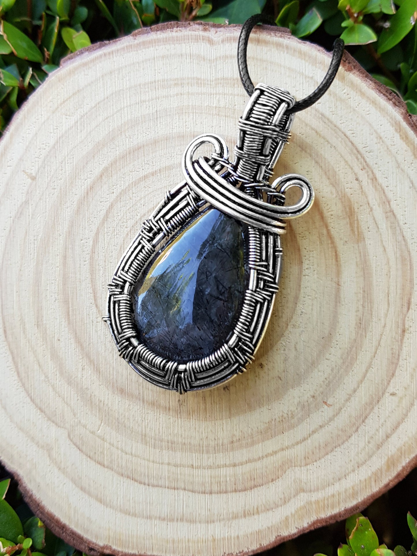 Tourmalinated Quartz Wire Wrapped Pendant In Sterling Silver Statement Pendant Boho Necklace One Of A Kind Gift GypsyJewelry