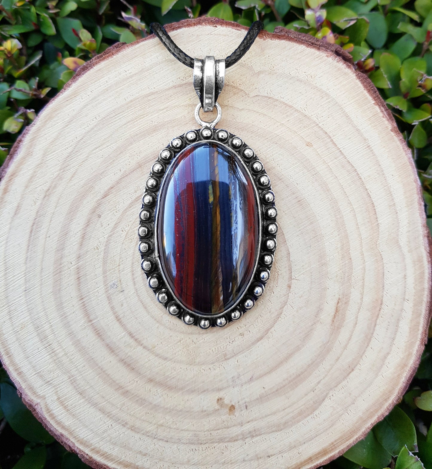 Iron Tiger Eye Pendant In Sterling Silver Statement Necklace One Of A Kind Crystal Necklace