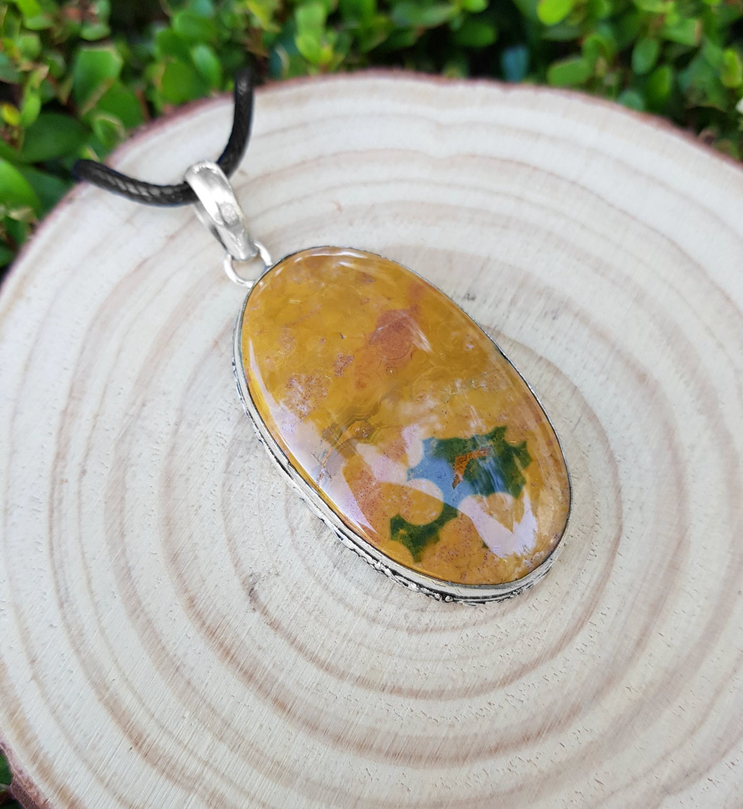 Jasper Pendant In Sterling Silver Boho Necklace Unique Gift For Women GypsyJewellery Crystal Necklace