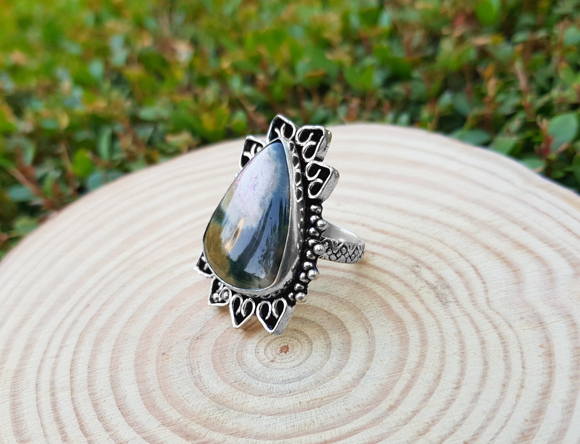 Kambaba Jasper Ring In Sterling Silver Statement Ring Size US 7  One Of A Kind Jewelry