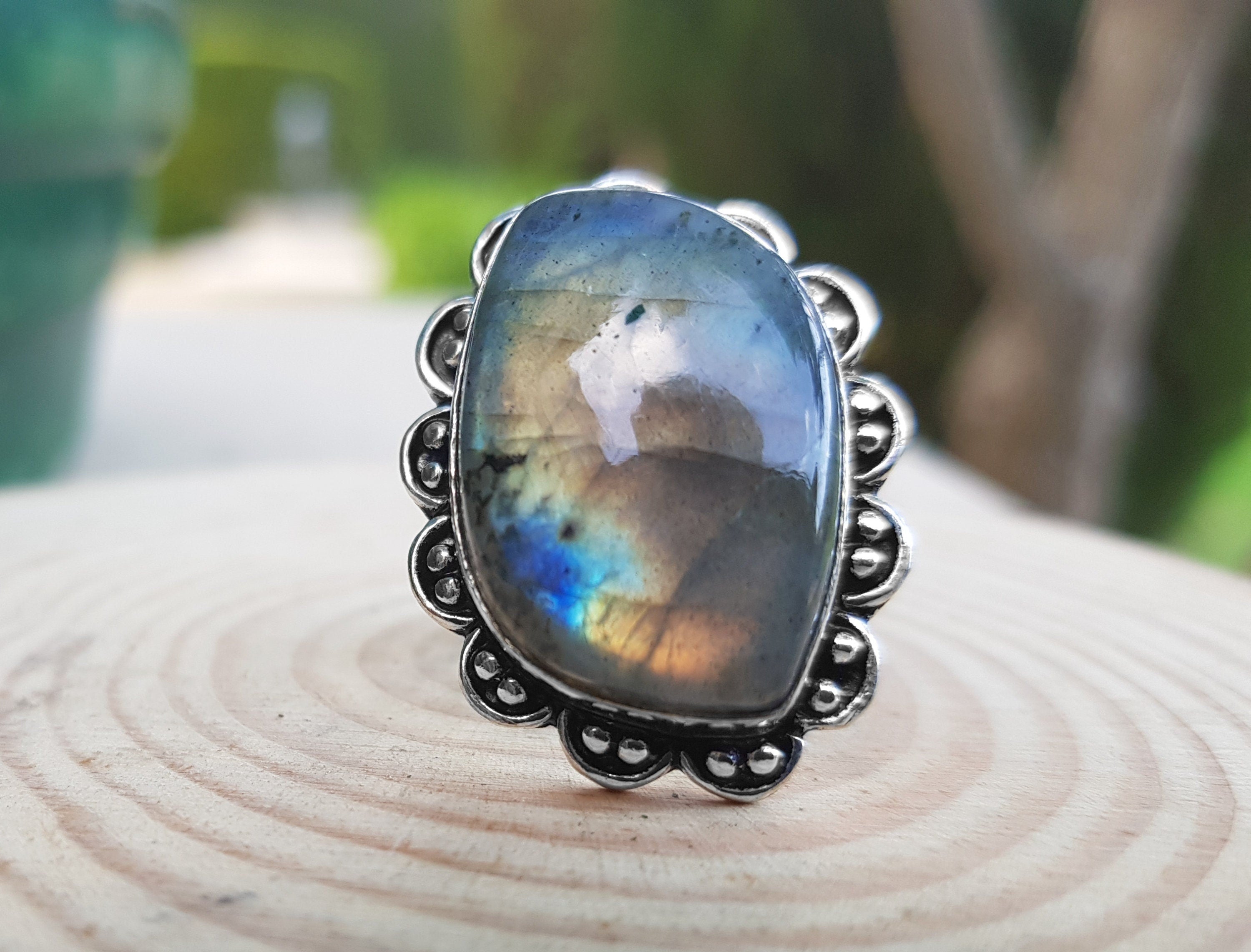 Silver Labradorite Rings