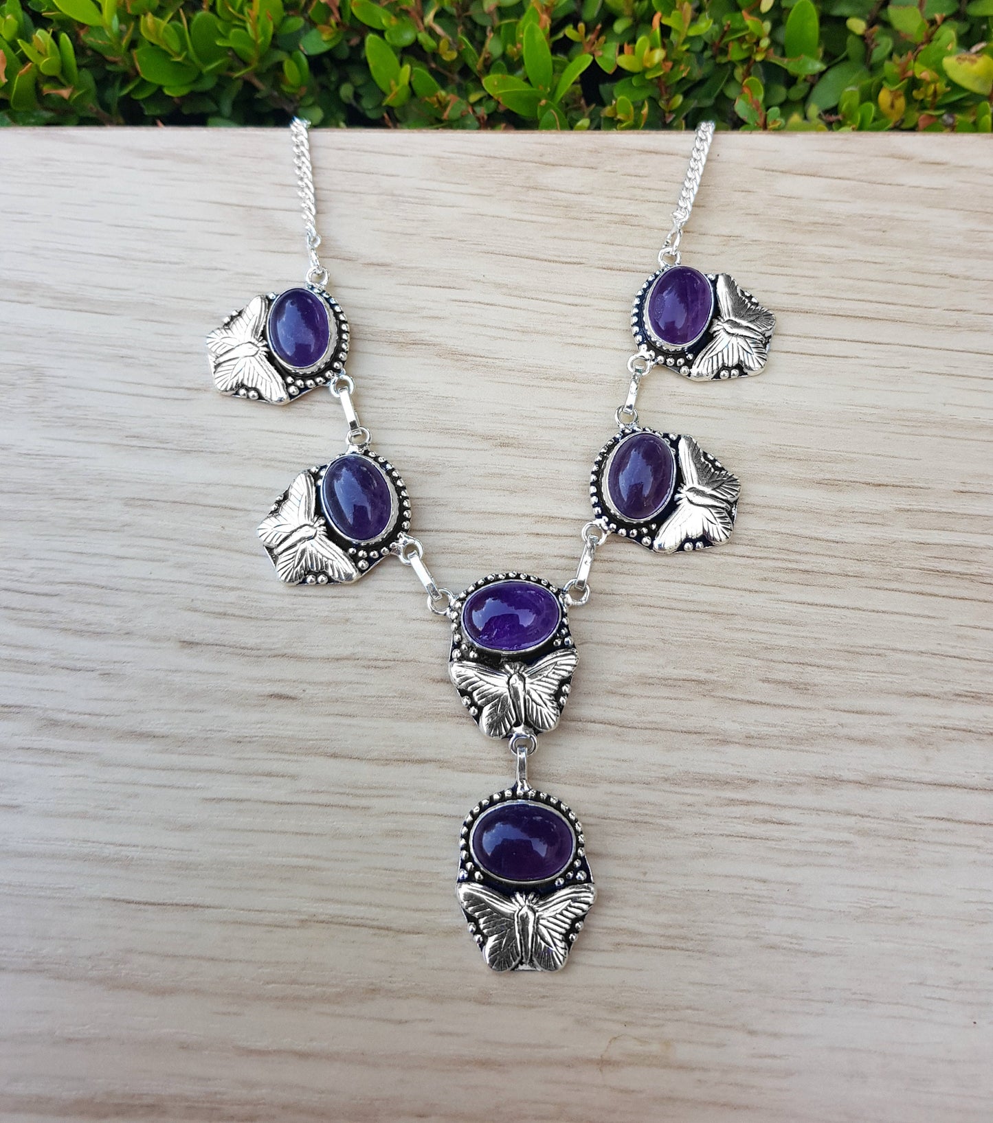 Amethyst Necklace And Earrings Set In Sterling Silver Statement Necklace Boho Crystal Necklace Unique Gift For Women