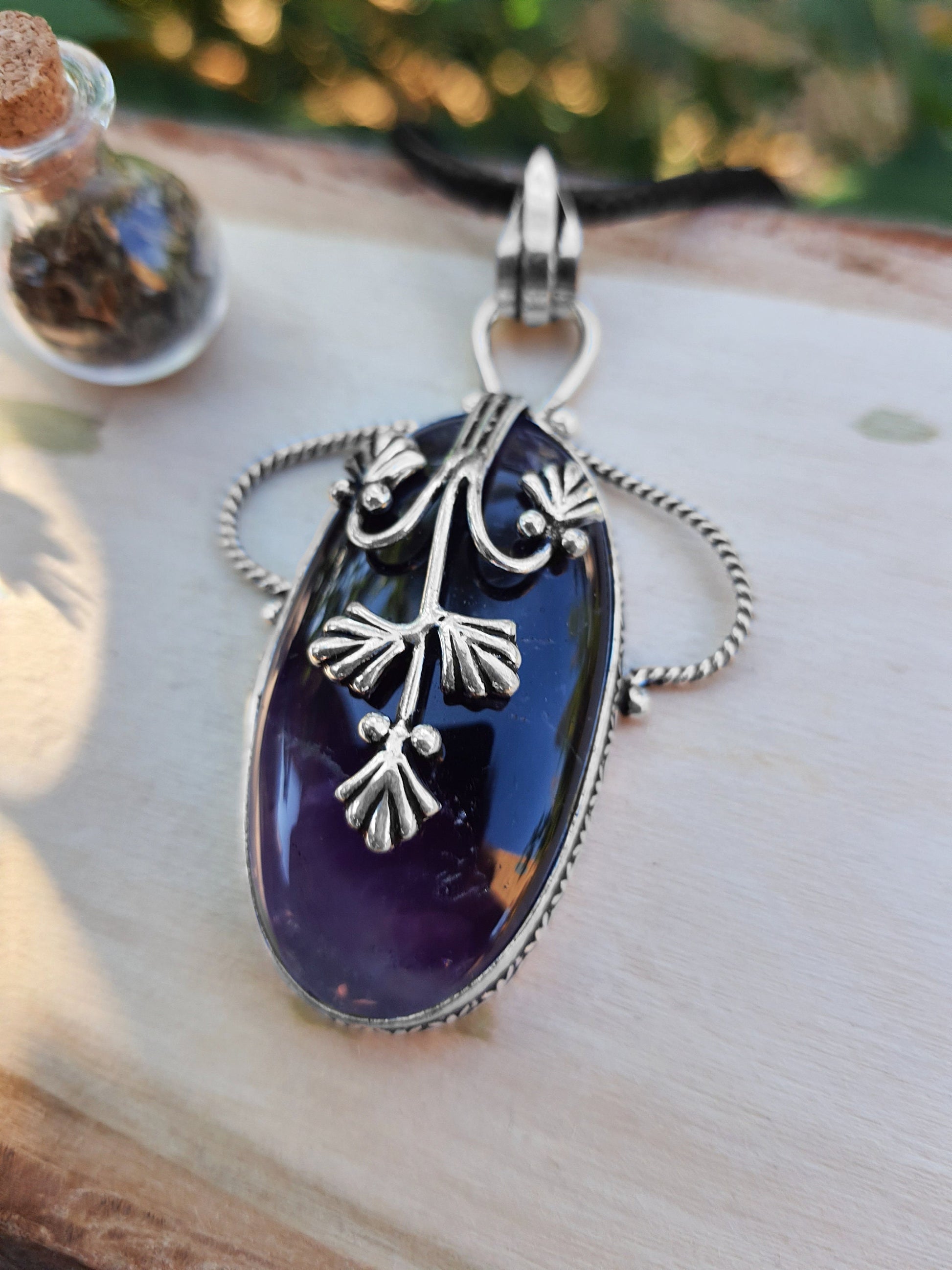 Purple Amethyst Pendant In Sterling Silver Birthstone Pendant