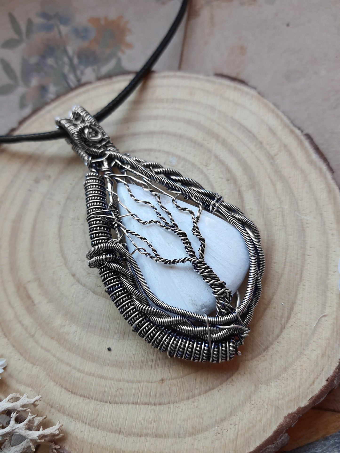 Scolecite Wire Wrapped Tree Necklace In Sterling Silver Statement Necklace Crystal Jewellery One Of A Kind