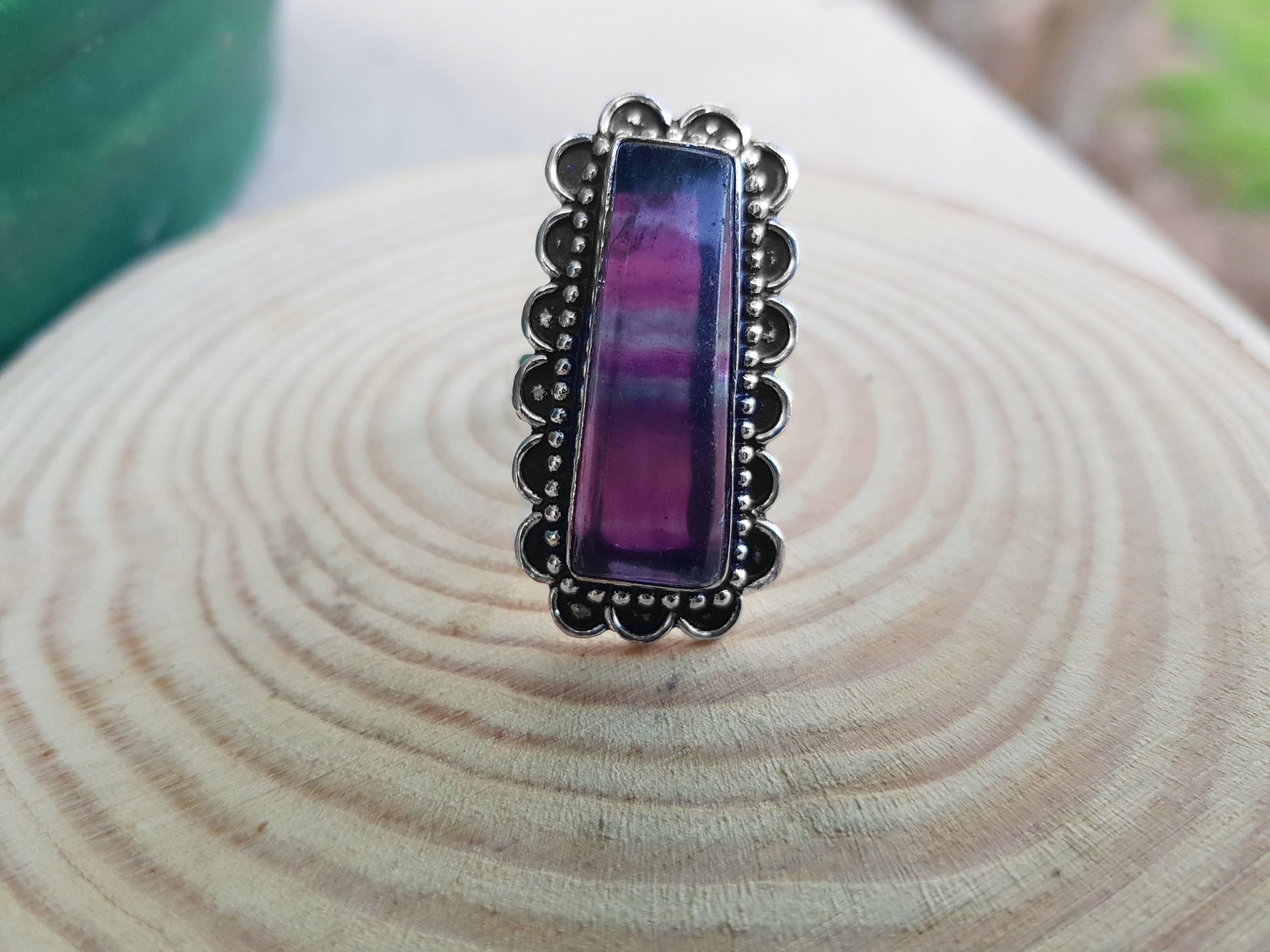 Amethyst Gemstone Ring Size US 8.5 In Sterling Silver One Of A Kind Crystal Ring