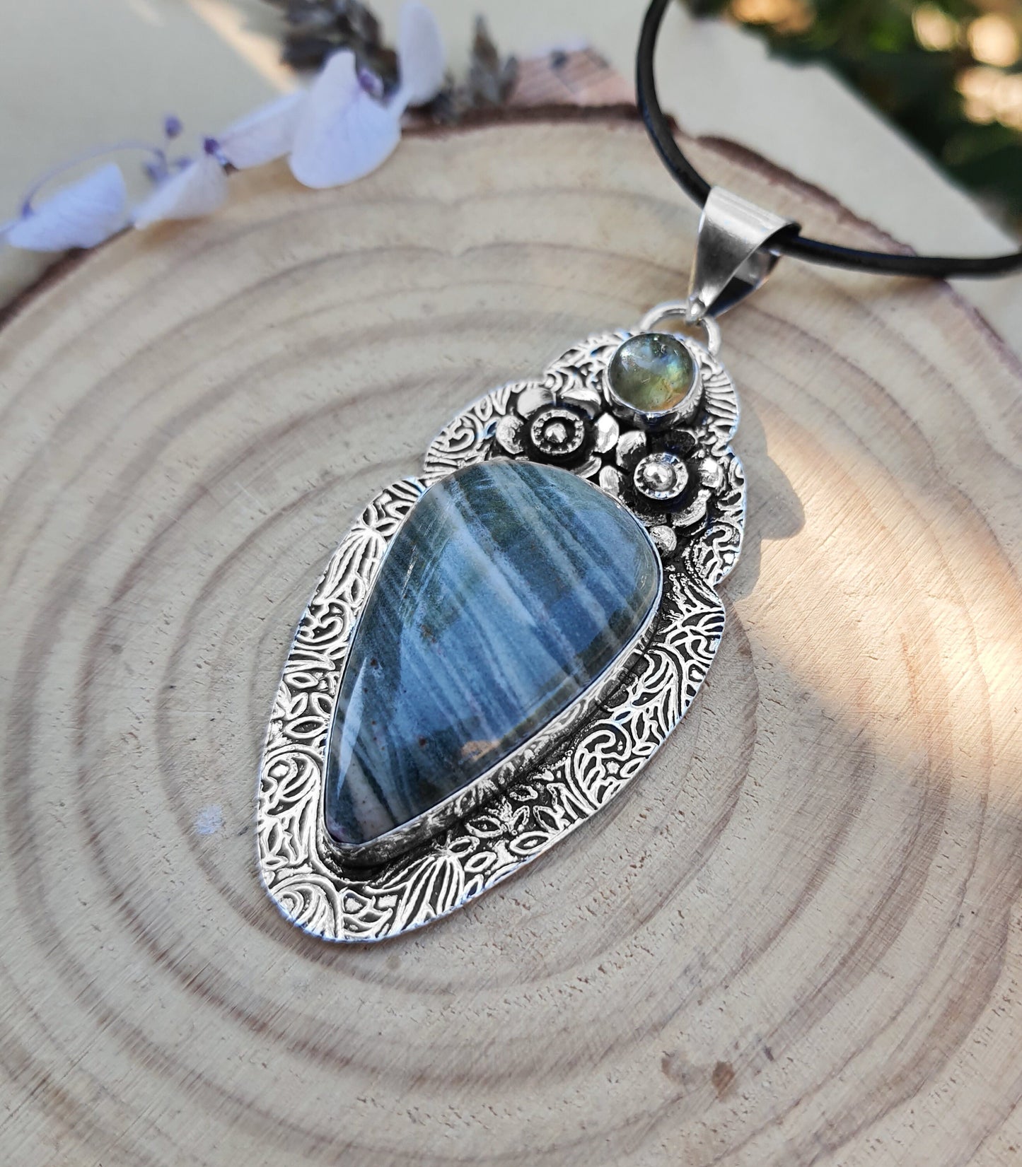 Jasper And Labradorite Statement Necklace In Sterling Silver Boho Gemstone Necklace One Of A Kind Gift Unique Jewellery