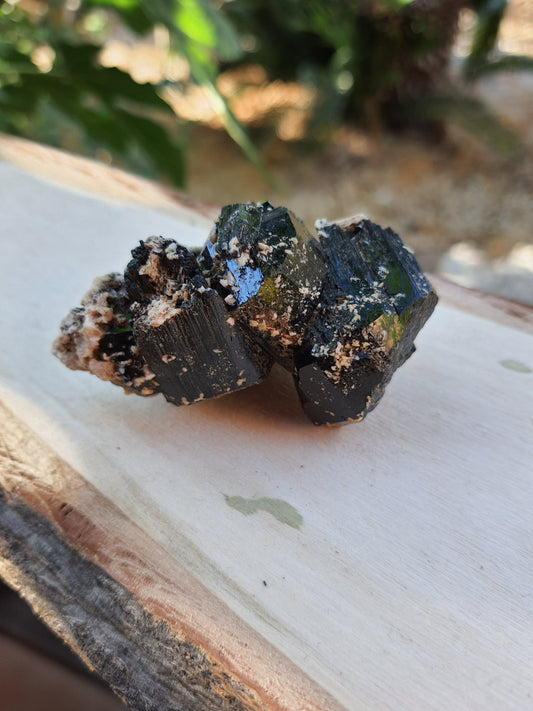 Tourmaline With Orthoclase Feldspar Natural Specimen From Malawi, Raw Tourmaline crystal, 79g