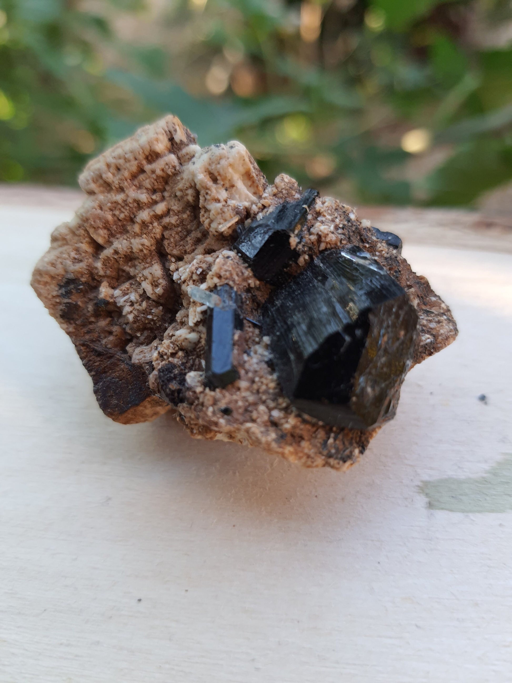 Tourmaline With Orthoclase Feldspar Natural Specimen, Raw Tourmaline crystal, 44g