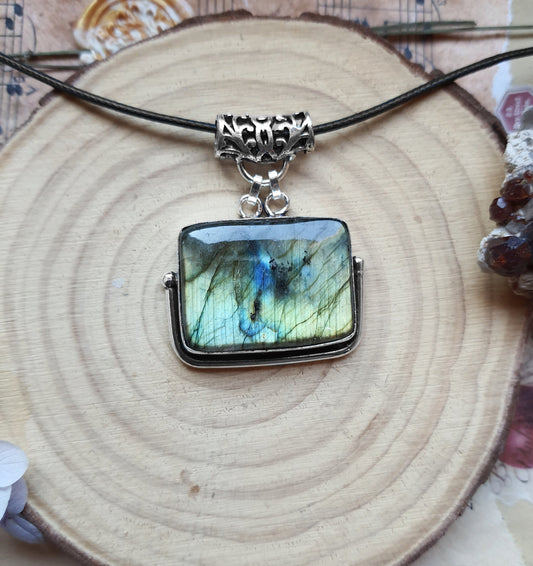 Natural Labradorite Necklace In Sterling Silver Gemstone Pendant Boho Necklace Unique Gift One Of A Kind Jewelry