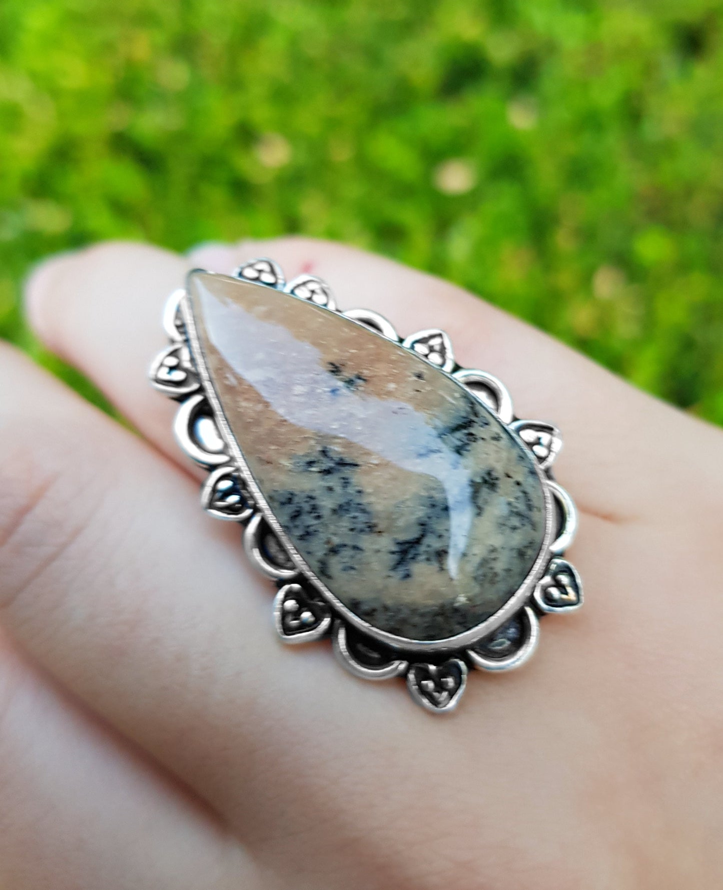Kambaba Jasper Ring In Sterling Silver Statement Ring Size US 6 3/4 One Of A Kind Jewelry