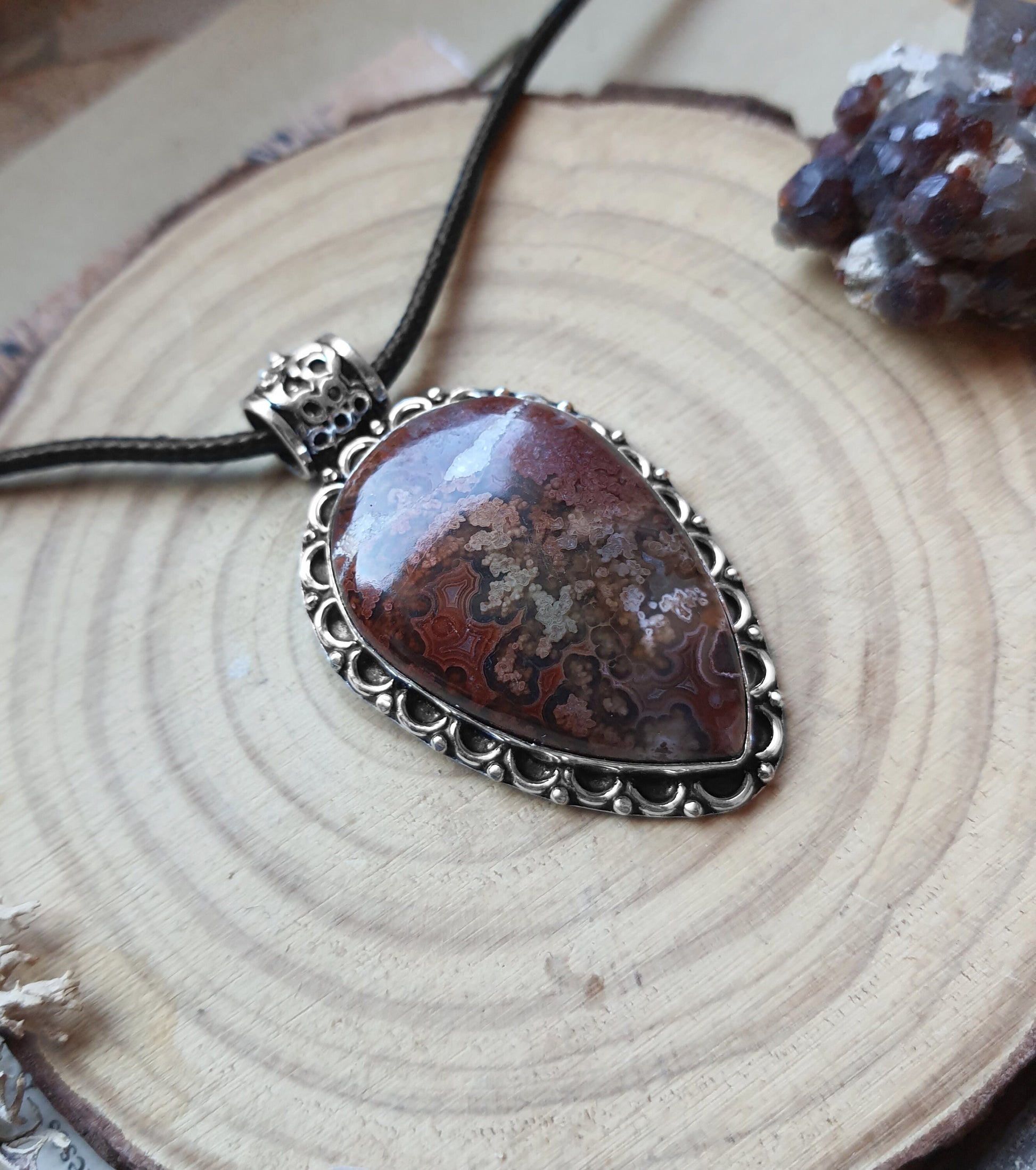 Laguna Lace Agate Pendant In Sterling Silver Statement Necklace One Of A Kind Jewellery Crystal Necklace