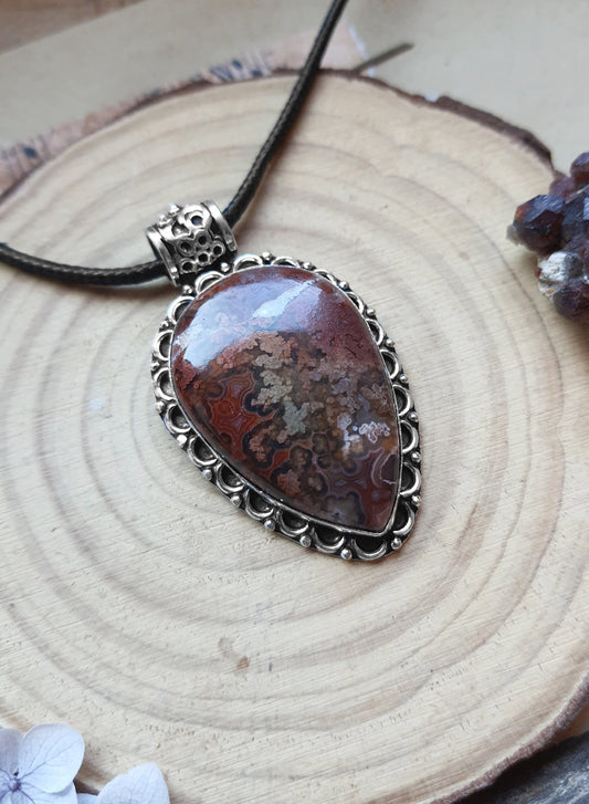 Laguna Lace Agate Pendant In Sterling Silver Statement Necklace One Of A Kind Jewellery Crystal Necklace