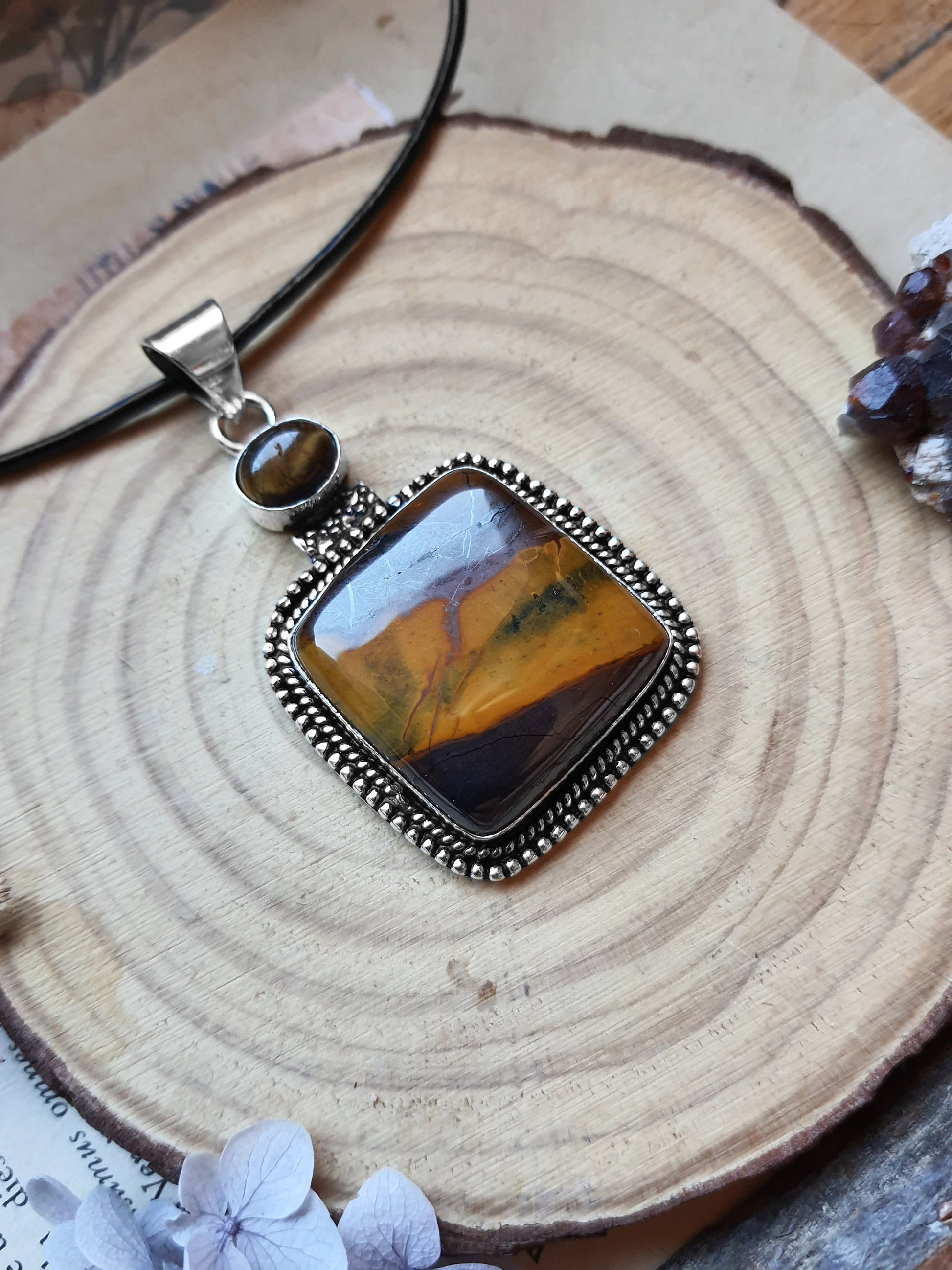 Mookaite Jasper Oval Necklace Sterling Silver Boho Necklace Statement Necklace Unique Gift For Her Gemstone Necklace