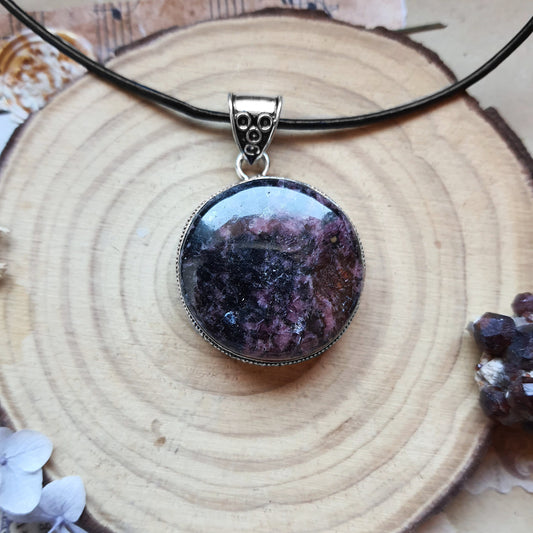 Pink Rhodonite Pendant In Sterling Silver Boho bCrystal Necklace Unique Gift Gypsy Jewellery