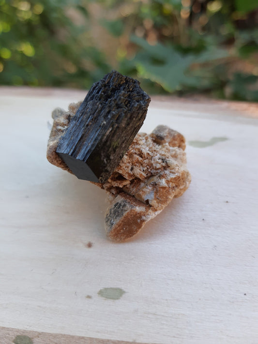 Tourmaline With Orthoclase Feldspar Natural Specimen, Raw Tourmaline crystal, 27g