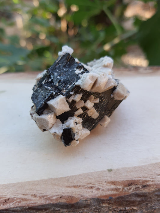 Tourmaline With Orthoclase Feldspar Natural Specimen, Raw Tourmaline crystal, 56g