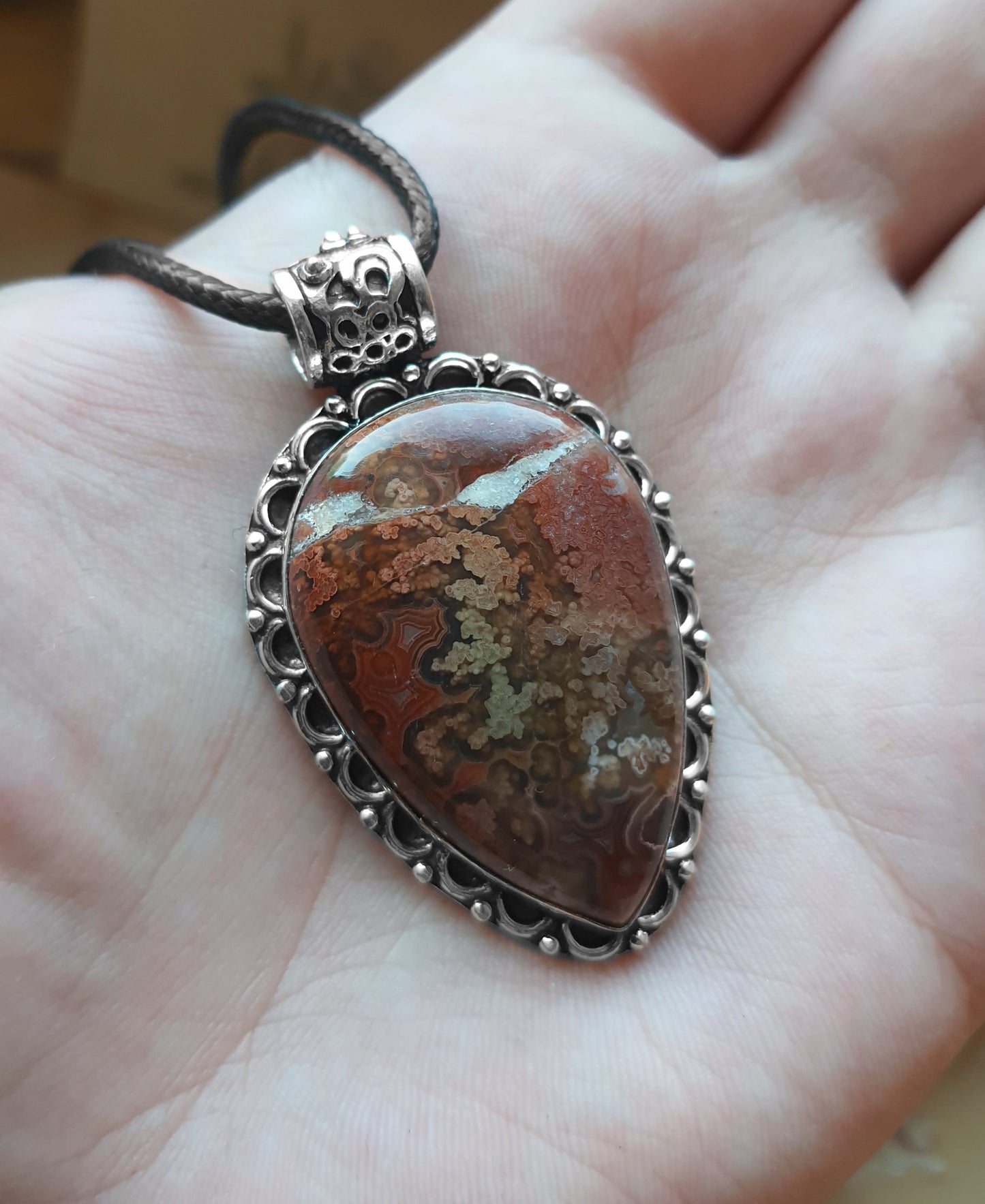 Laguna Lace Agate Pendant In Sterling Silver Statement Necklace One Of A Kind Jewellery Crystal Necklace