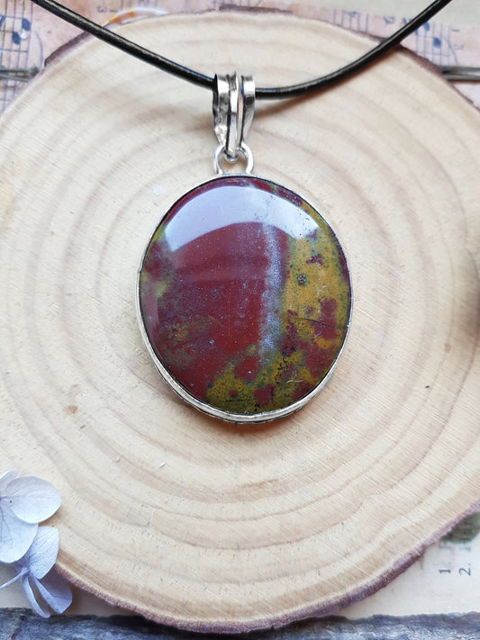 Bloodstone Statement Necklace In Sterling Silver