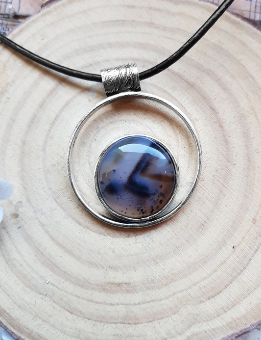 Montana Agate Pendant In Sterling Silver Boho Crystal Necklace Unique Gift Unisex Necklace