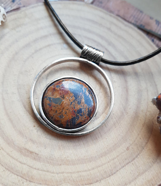 Jasper Pendant In Sterling Silver Boho Crystal Necklace Unique Gift Unisex Necklace