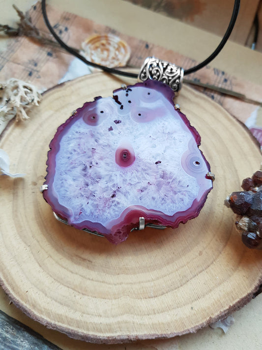 Big Solar Agate Pendant, Top Grade Agate Necklace In Sterling Silver One Of A Kind