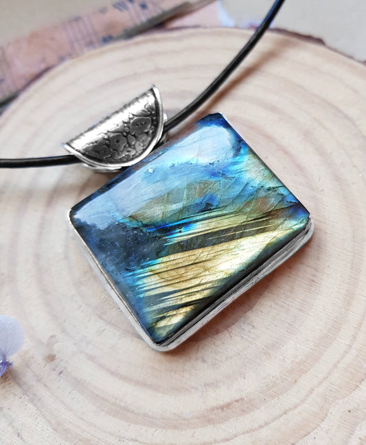 Top Grade Natural Labradorite Necklace In Sterling Silver Gemstone Pendant Boho Necklace Unique Gift One Of A Kind Jewelry