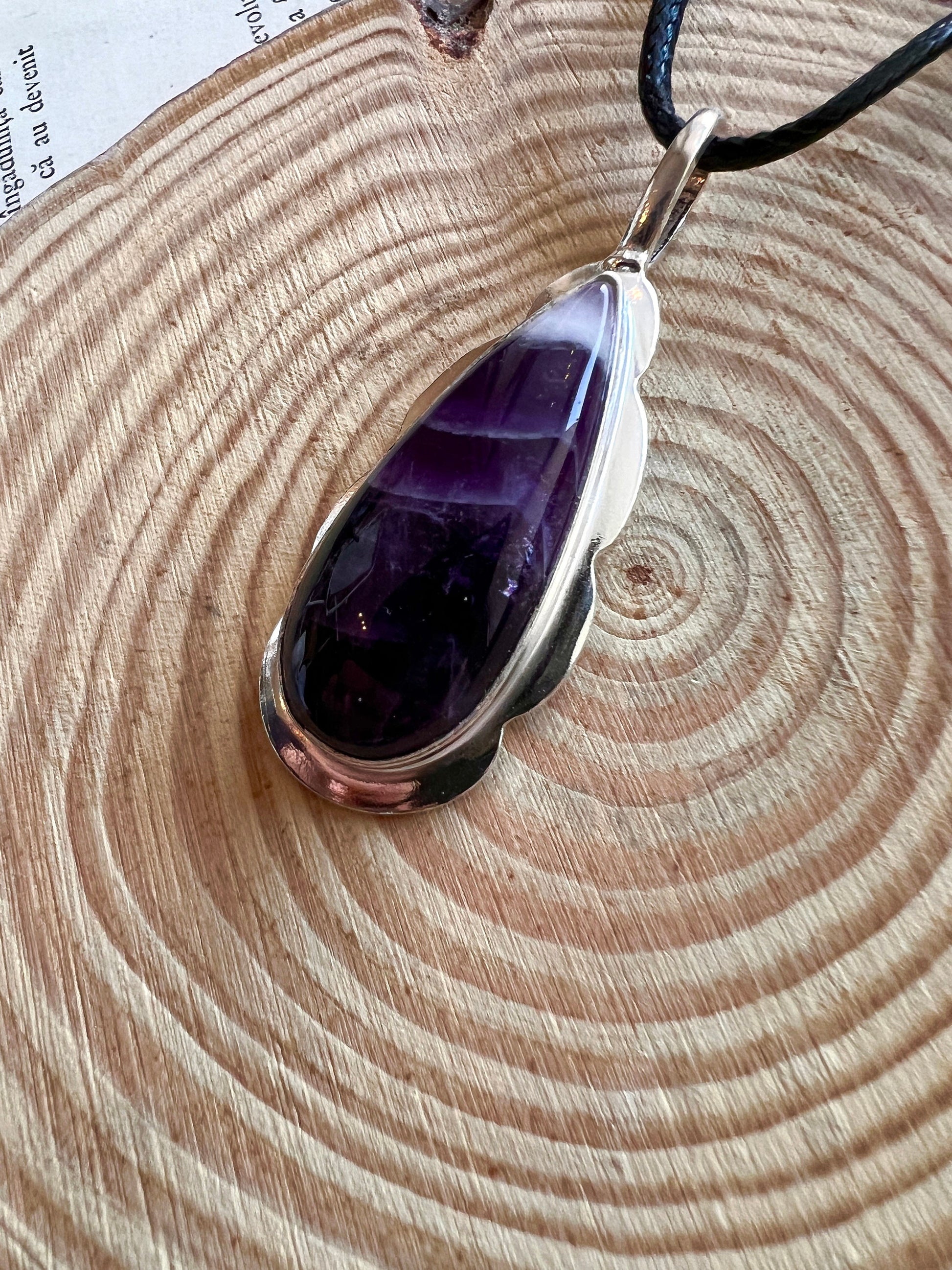 Amethyst Statement Pendant In Sterling Silver Crystal Necklace