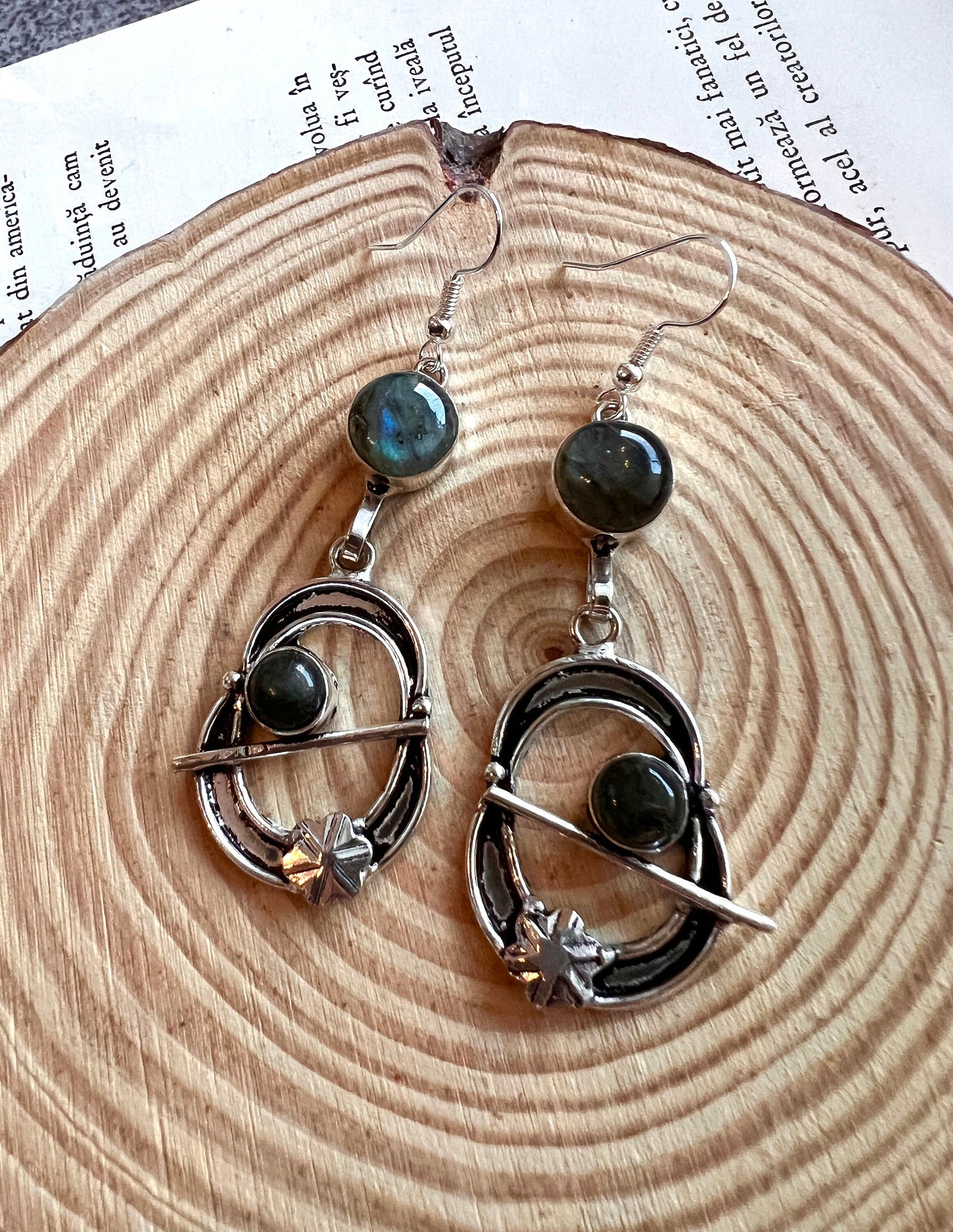 Labradorite Dangle Earrings In Sterling Geometric Statement Earrings Boho Gemstone Earrings Unique Gift