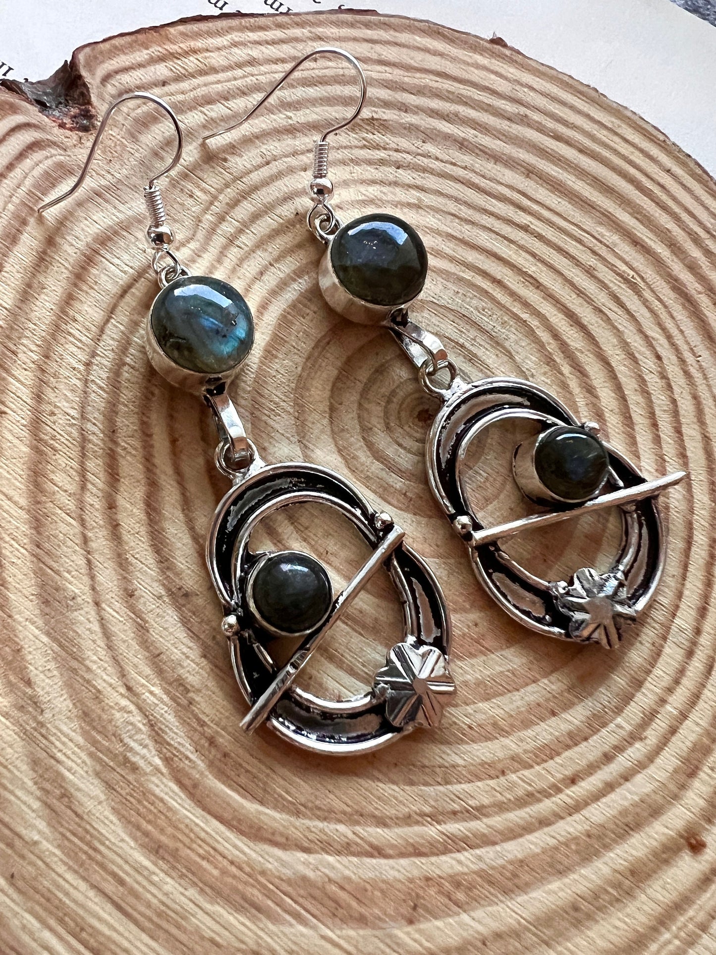 Labradorite Dangle Earrings In Sterling Geometric Statement Earrings Boho Gemstone Earrings Unique Gift