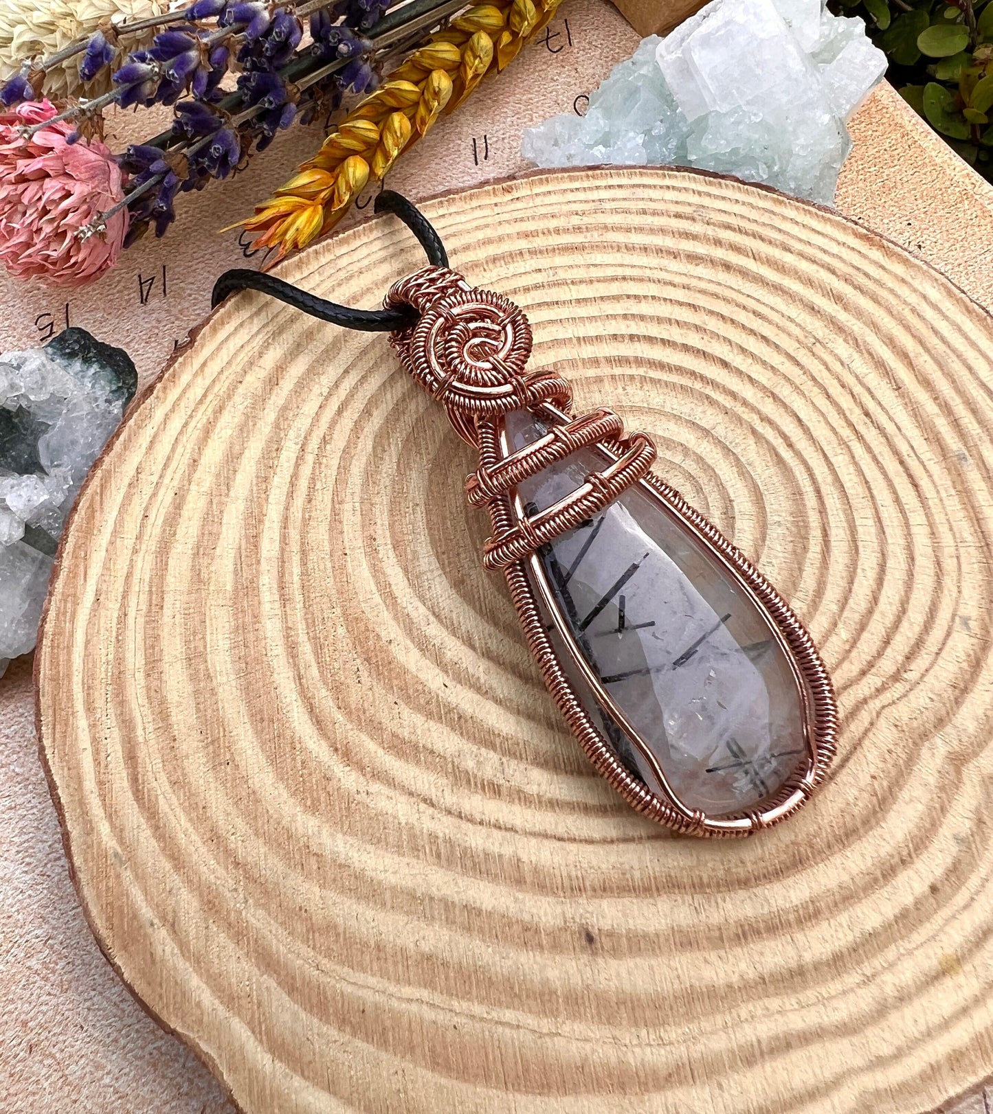 Tourmalinated Quartz Wire Wrapped Pendant Statement Pendant Boho Necklace One Of A Kind Gift GypsyJewelry