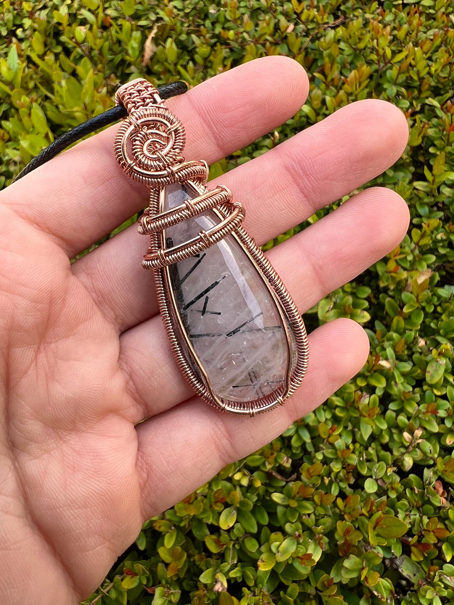 Tourmalinated Quartz Wire Wrapped Pendant Statement Pendant Boho Necklace One Of A Kind Gift GypsyJewelry