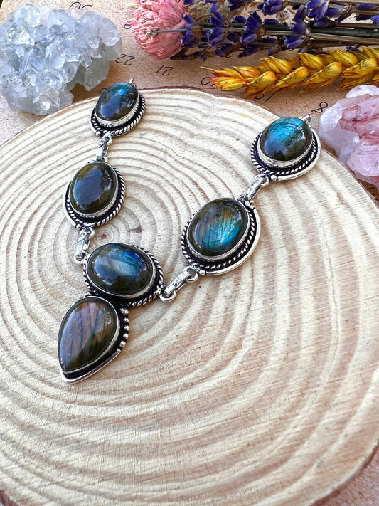 Natural Labradorite Necklace In Sterling Silver Statement Gemstone Jewellery One Of A Kind