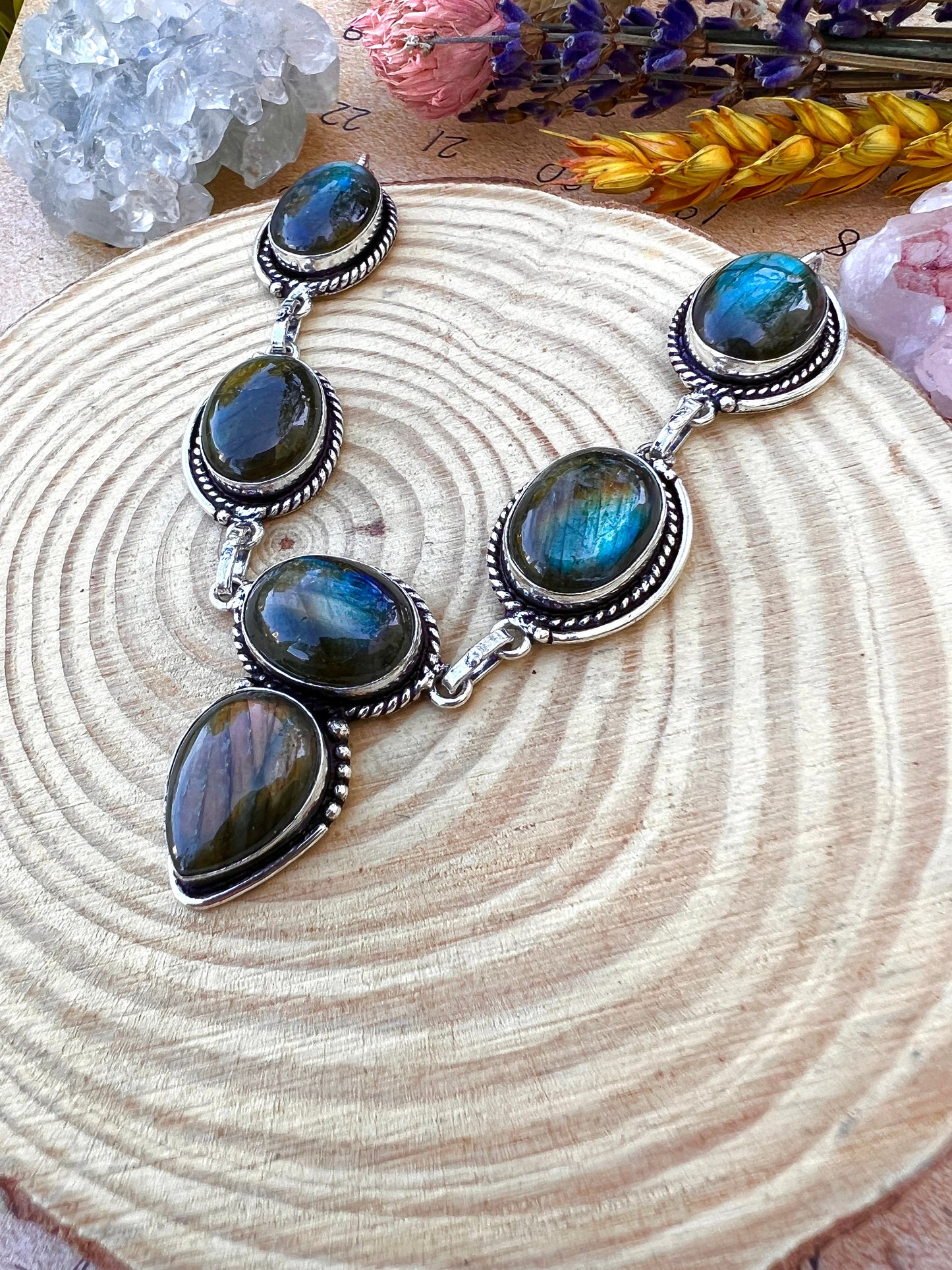 Natural Labradorite Necklace In Sterling Silver Statement Gemstone Jewellery One Of A Kind