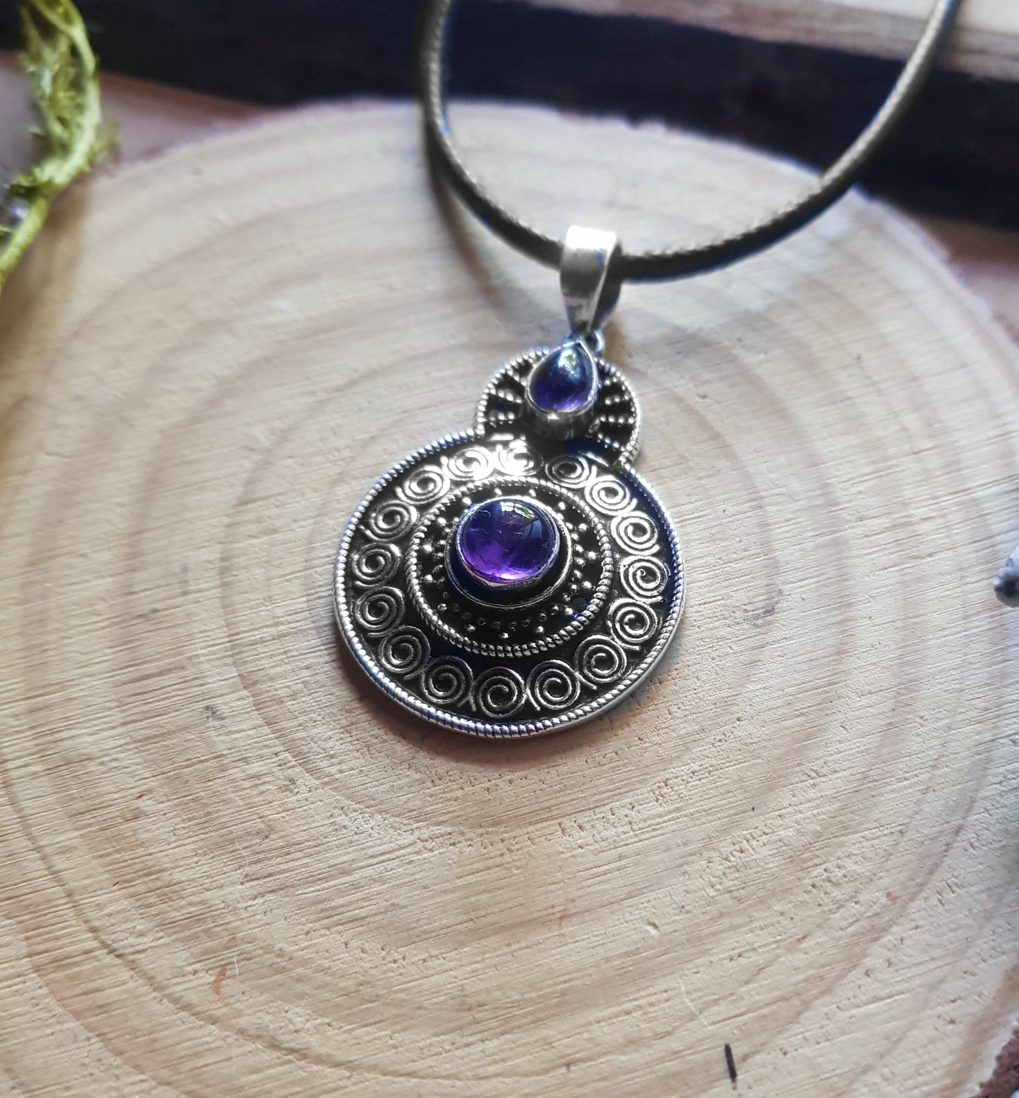 Purple Amethyst Pendant Sterling Silver Gemstone Pendant Birthstone Necklace Unique Gift For Girls Boho Pendant For Women Ethnic Pendant