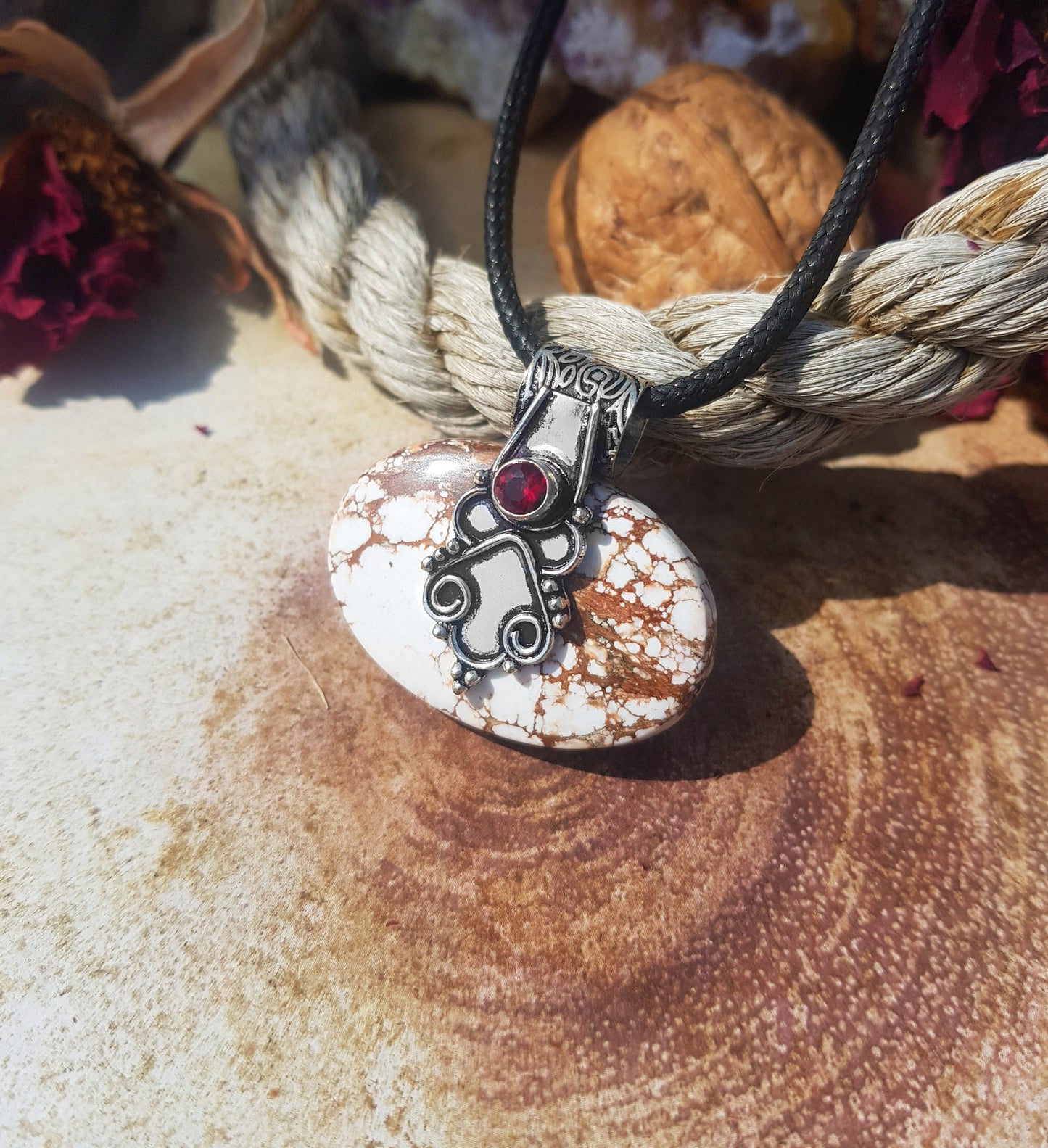 Wild Horse Jasper Pendant In Sterling Silver Statement Necklace