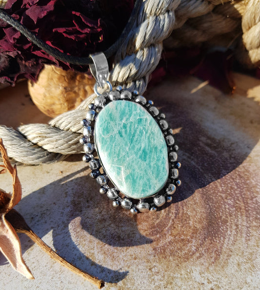 Raw Blue Amazonite Necklace In Sterling Silver Statement Necklace