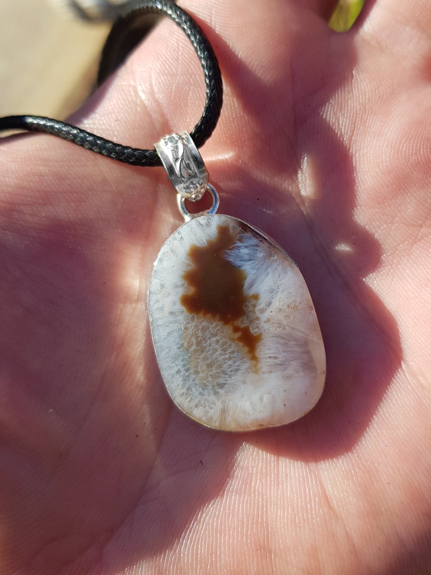 Brown Solar Agate Necklace Sterling Silver Gemstone Pendant Statement Necklace Boho Necklace One Of A Kind Gift