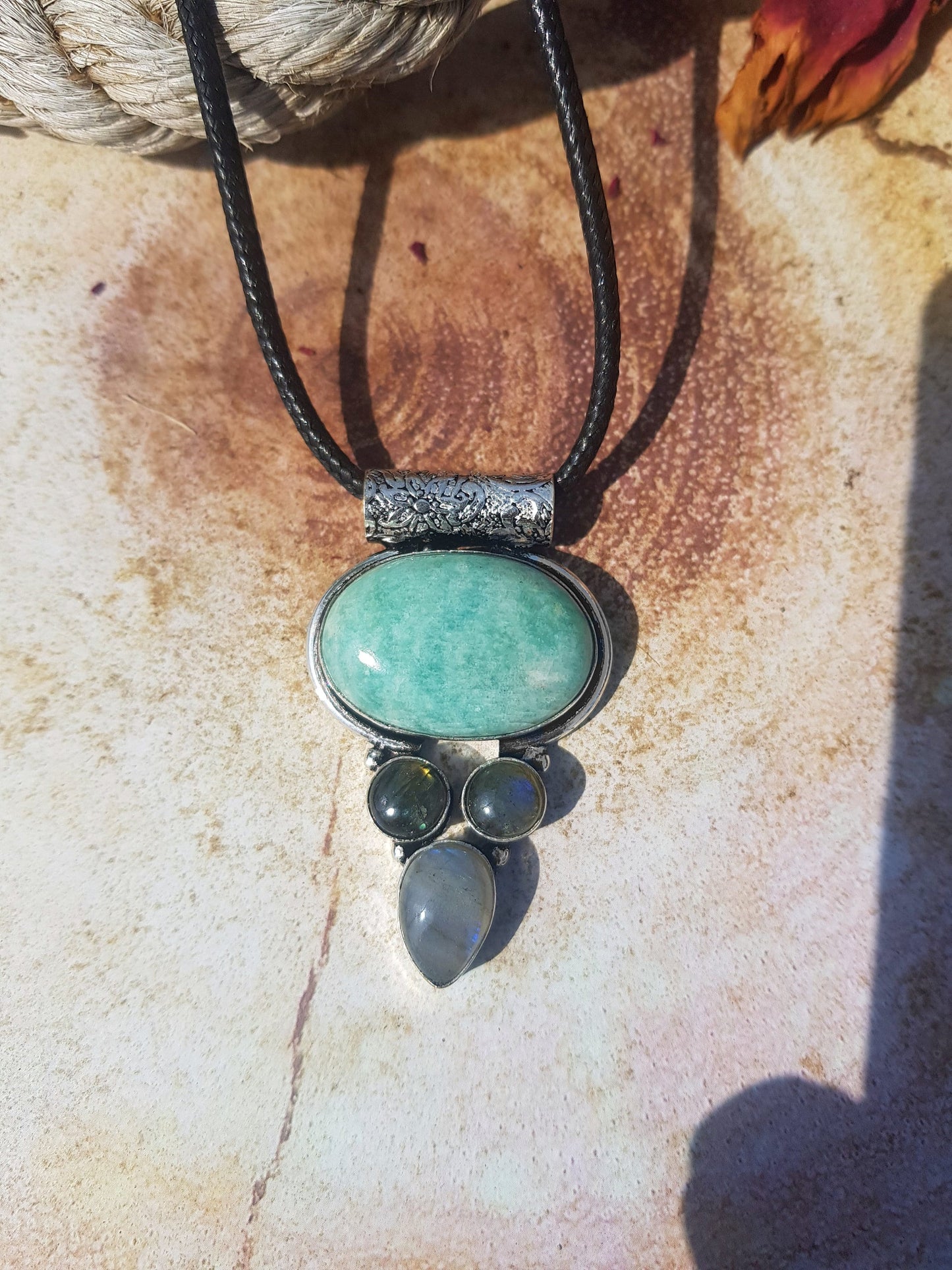 Light Blue Amazonite Necklace In |Sterling Silver, Multi Stone Statement Necklace