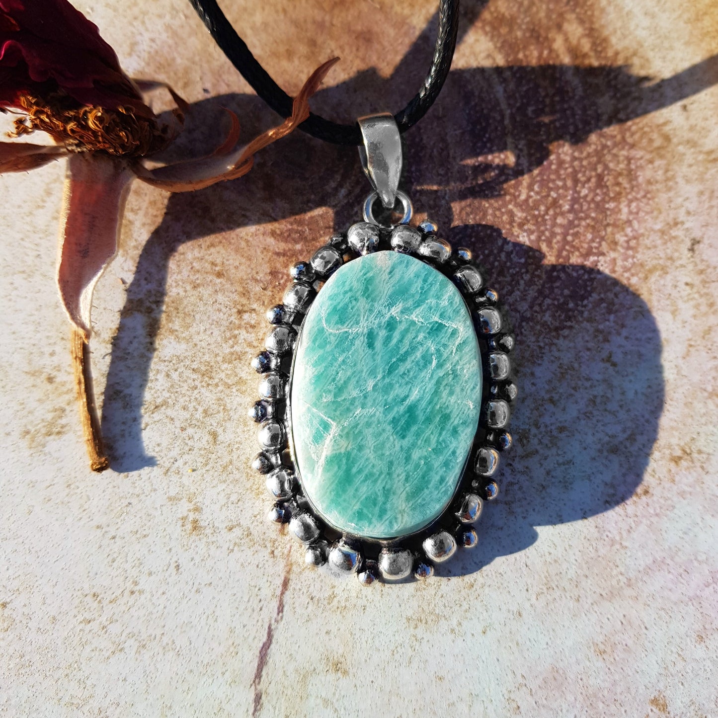 Raw Blue Amazonite Necklace In Sterling Silver Statement Necklace