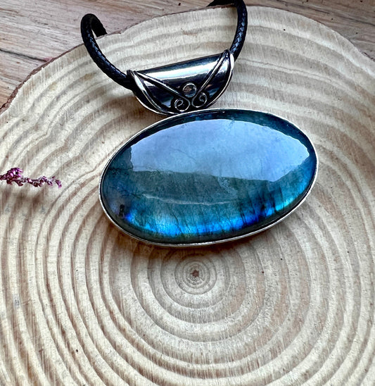 Blue Labradorite Pendant In Sterling Silver Statement Pendant Boho Jewellery Unique Gift One Of A Kind Jewellery