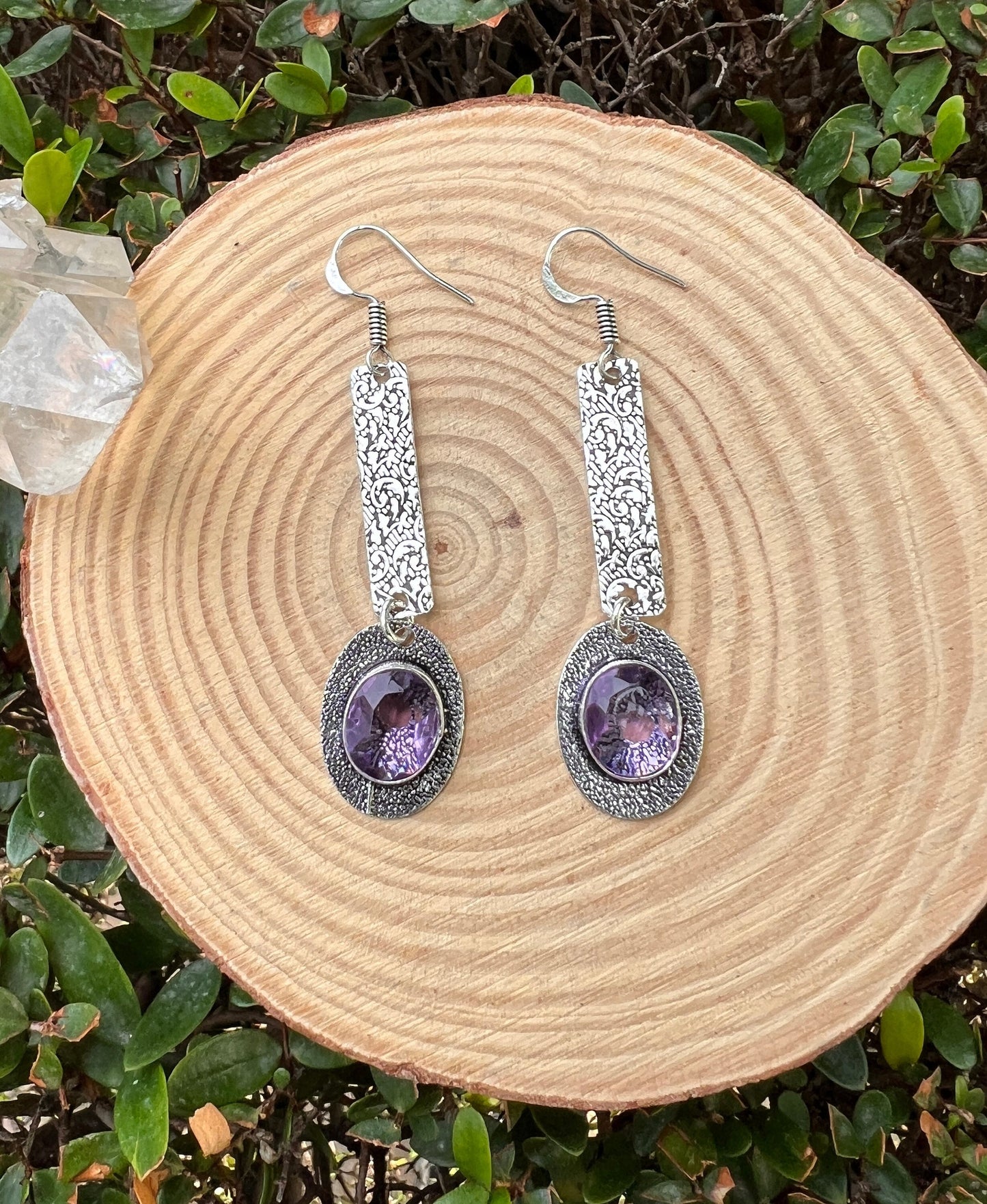 Amethyst Earrings In Sterling Silver, Dangle Earrings, Boho Gemstone Earrings, Unique Gift For Her
