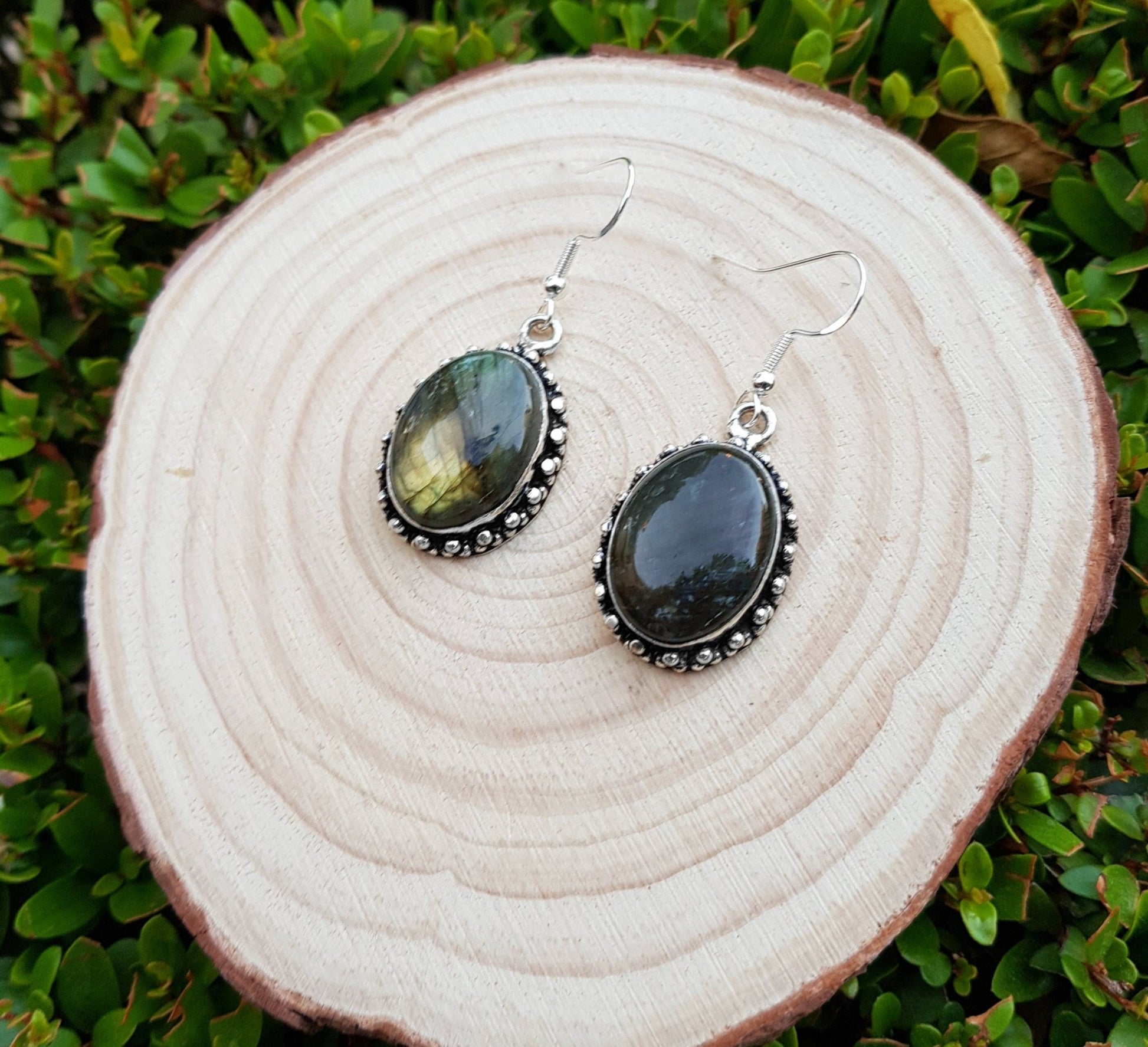 Natural Labradorite Earrings Sterling Silver Statement Earrings Boho Gemstone Earrings Ethnic Earrings One Of A Kind - LunarGem - 