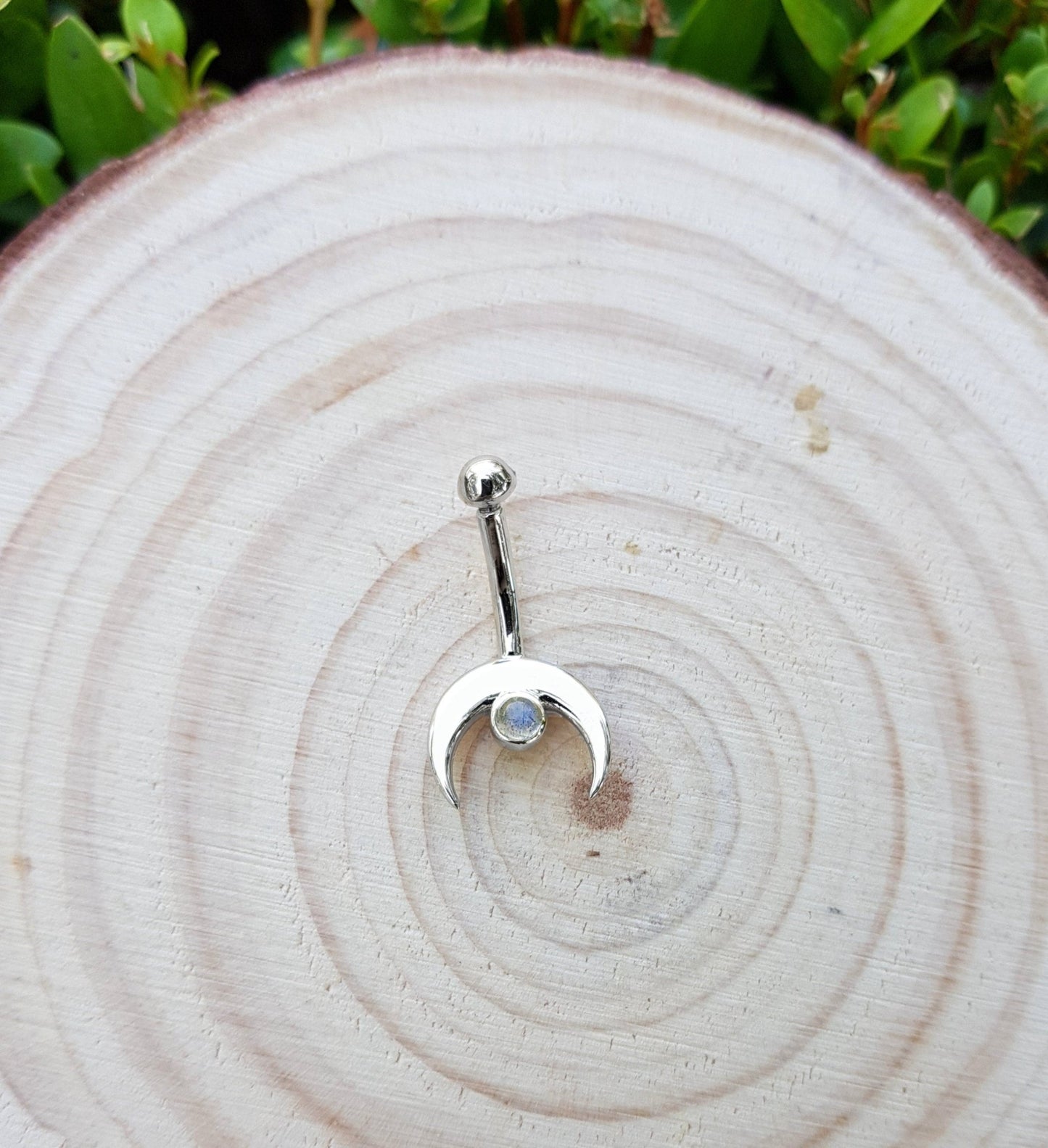 Rainbow Moonstone Belly Button Ring - LunarGem - Body Jewelry