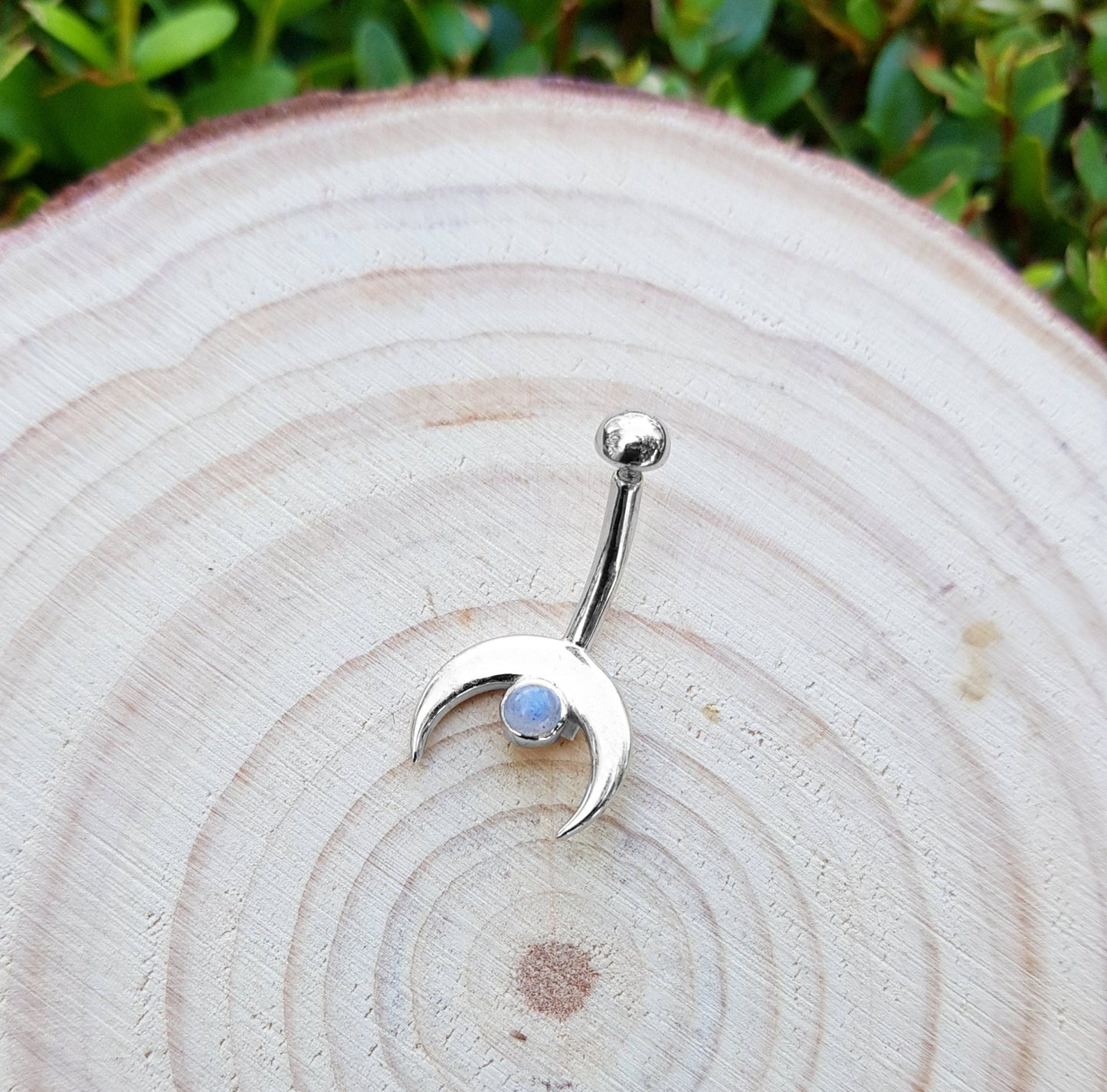 Rainbow Moonstone Belly Button Ring - LunarGem - Body Jewelry