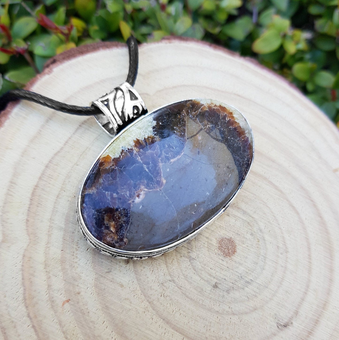 Rare Dragon Septarian Pendant Sterling Silver Dragon Stone Necklace Boho Gemstone Necklace Unique Gift One Of A Kind Jewelry - LunarGem - Jewelry