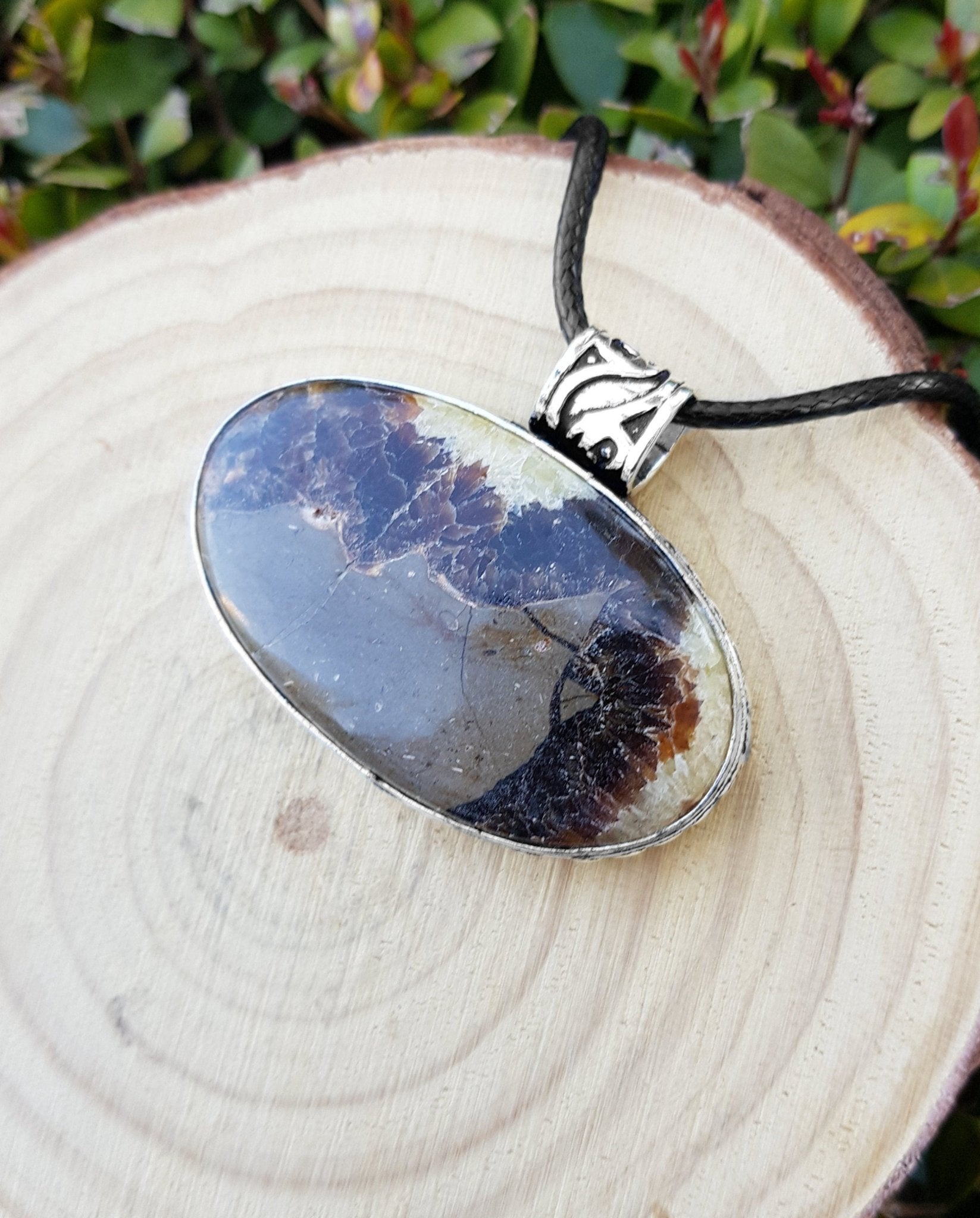 Rare Dragon Septarian Pendant Sterling Silver Dragon Stone Necklace Boho Gemstone Necklace Unique Gift One Of A Kind Jewelry - LunarGem - Jewelry
