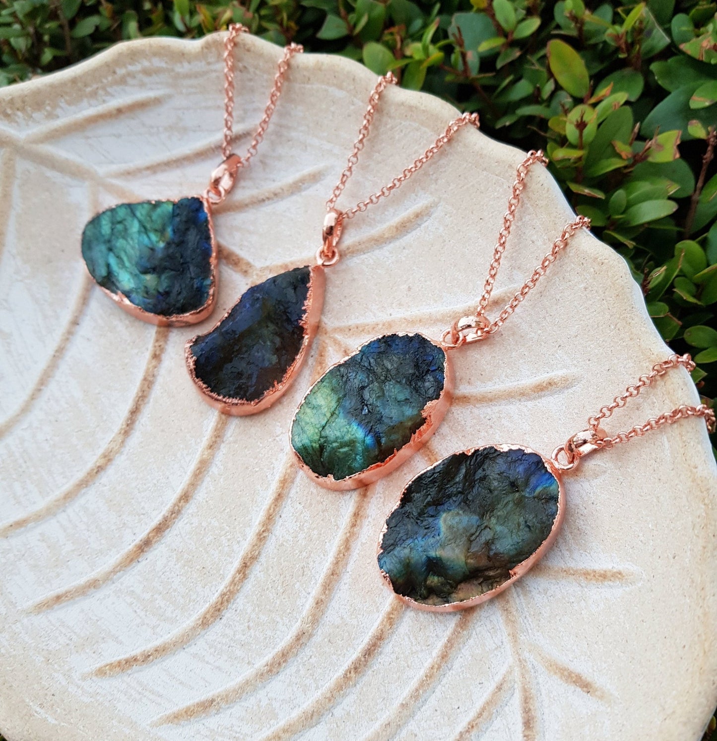 Raw Spectrolite Labradorite Necklace Pure Copper Pendant Electroformed Pendant Gift for Her Unique Jewelry Boho Pendant - LunarGem - Charms & Pendants